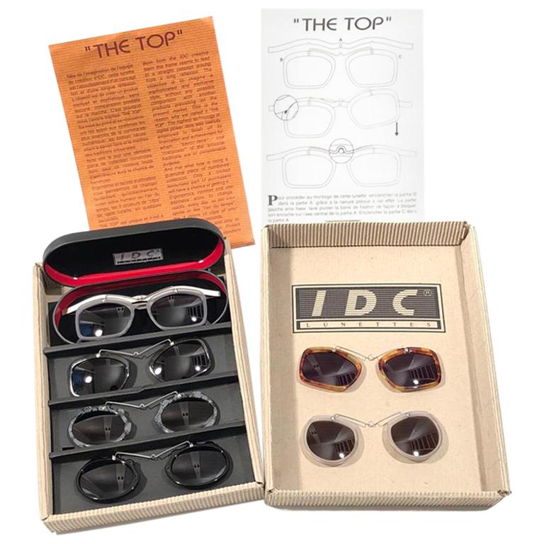 Vintage IDC Lunettes The Top 0012, komplettes Set 1980er Sonnenbrille, hergestellt in Frankreich im Angebot