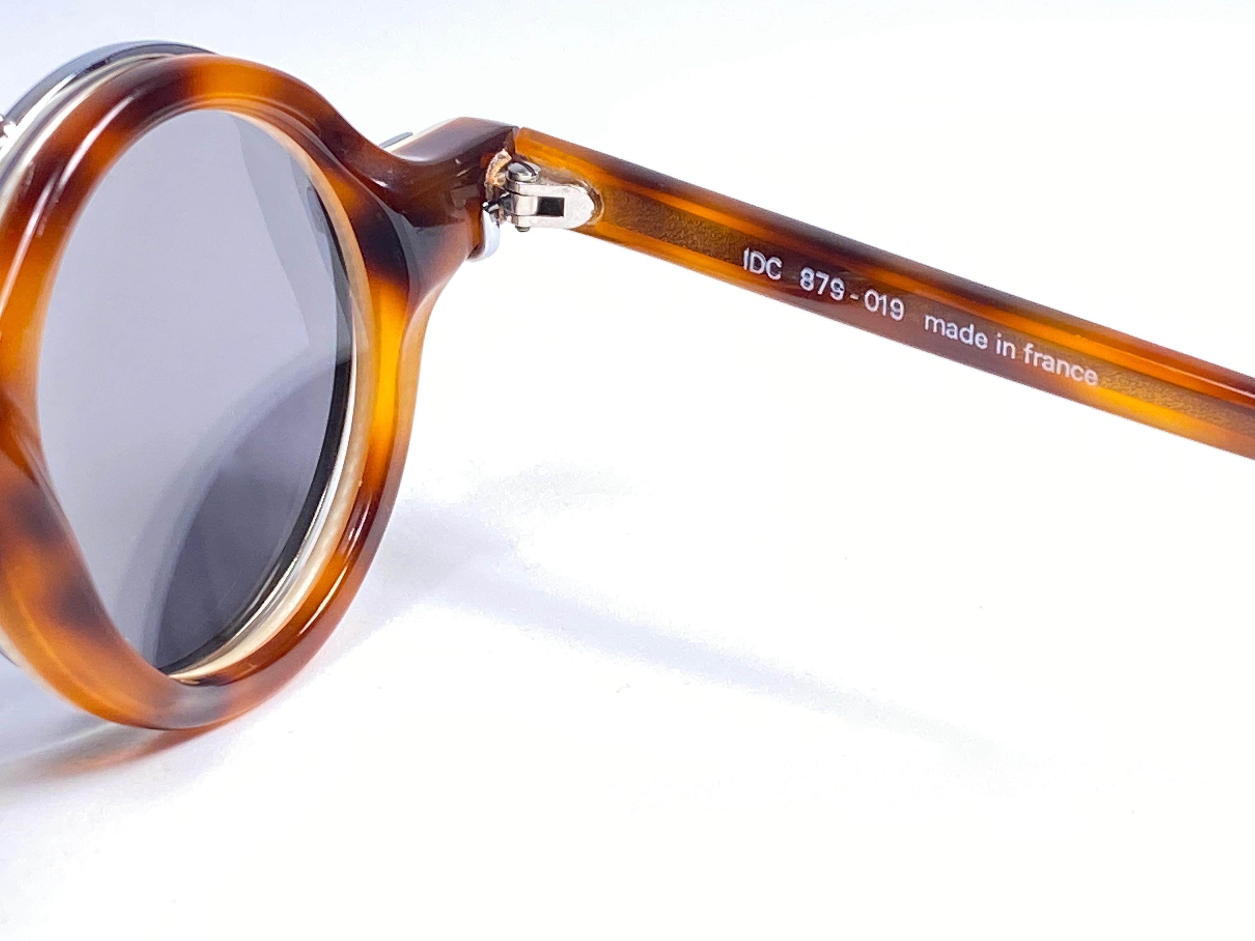 Vintage IDC Lunettes Tortoise Small Round Clip On Lens 1980's Lunettes de Soleil France Neuf à Baleares, Baleares