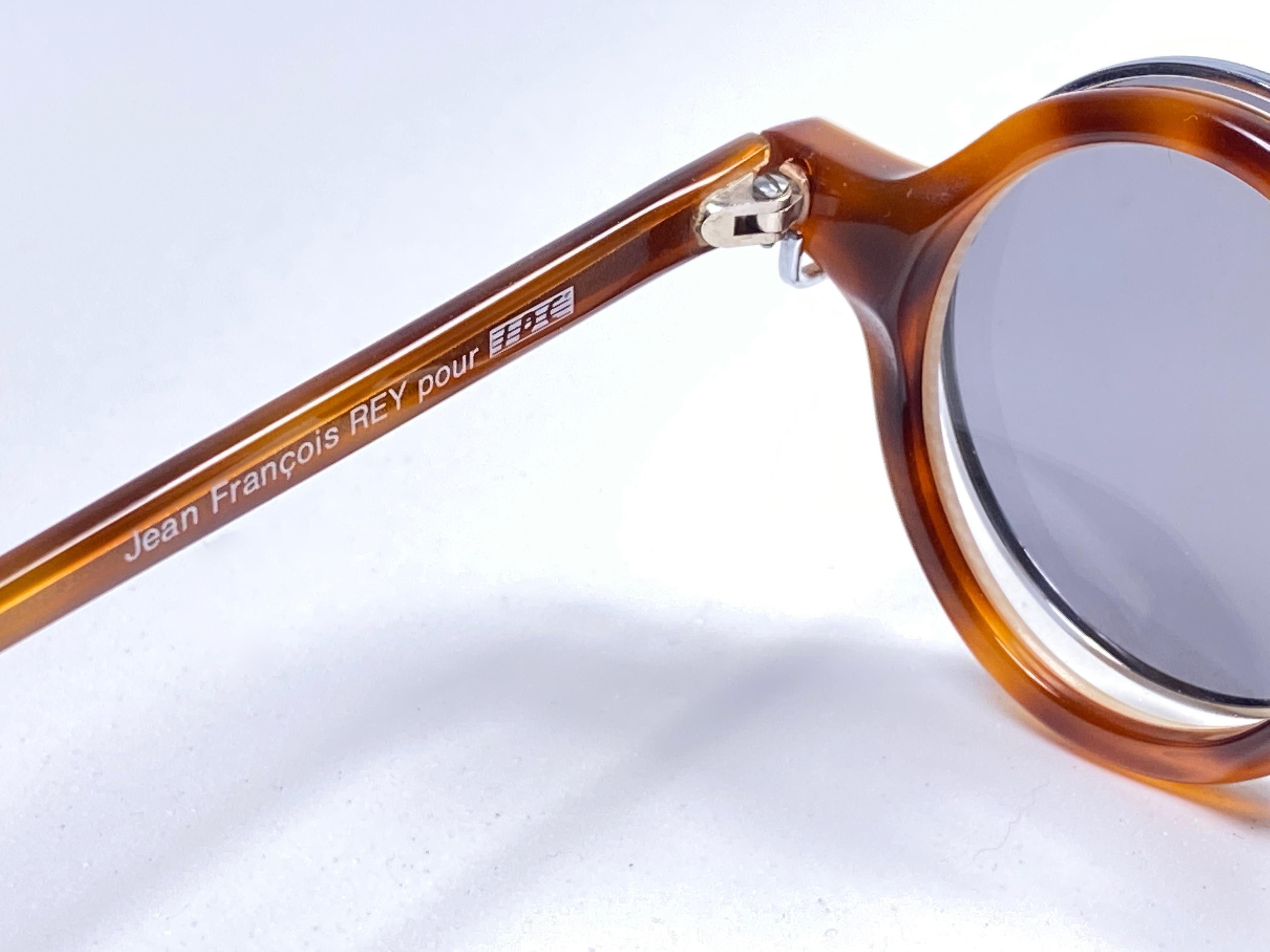 Vintage IDC Lunettes Tortoise Small Round Clip On Lens 1980's Sunglasses France In New Condition In Baleares, Baleares