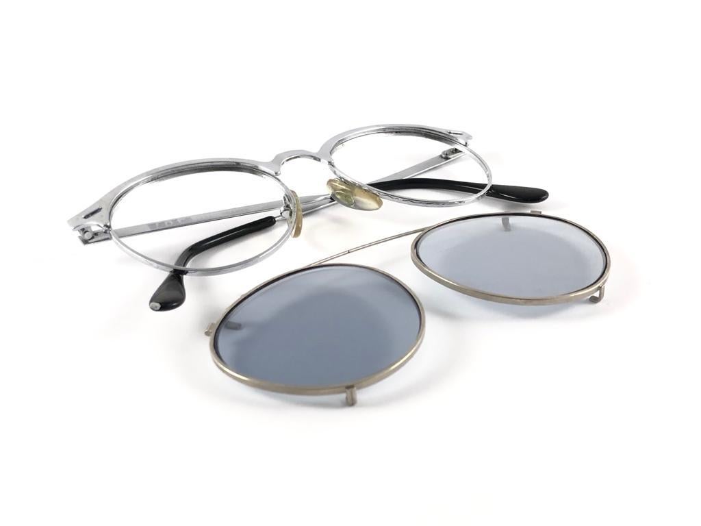 Argent IDC Marithe Francois Girbaud - Lunettes de soleil vintage à clip argenté rond, France en vente