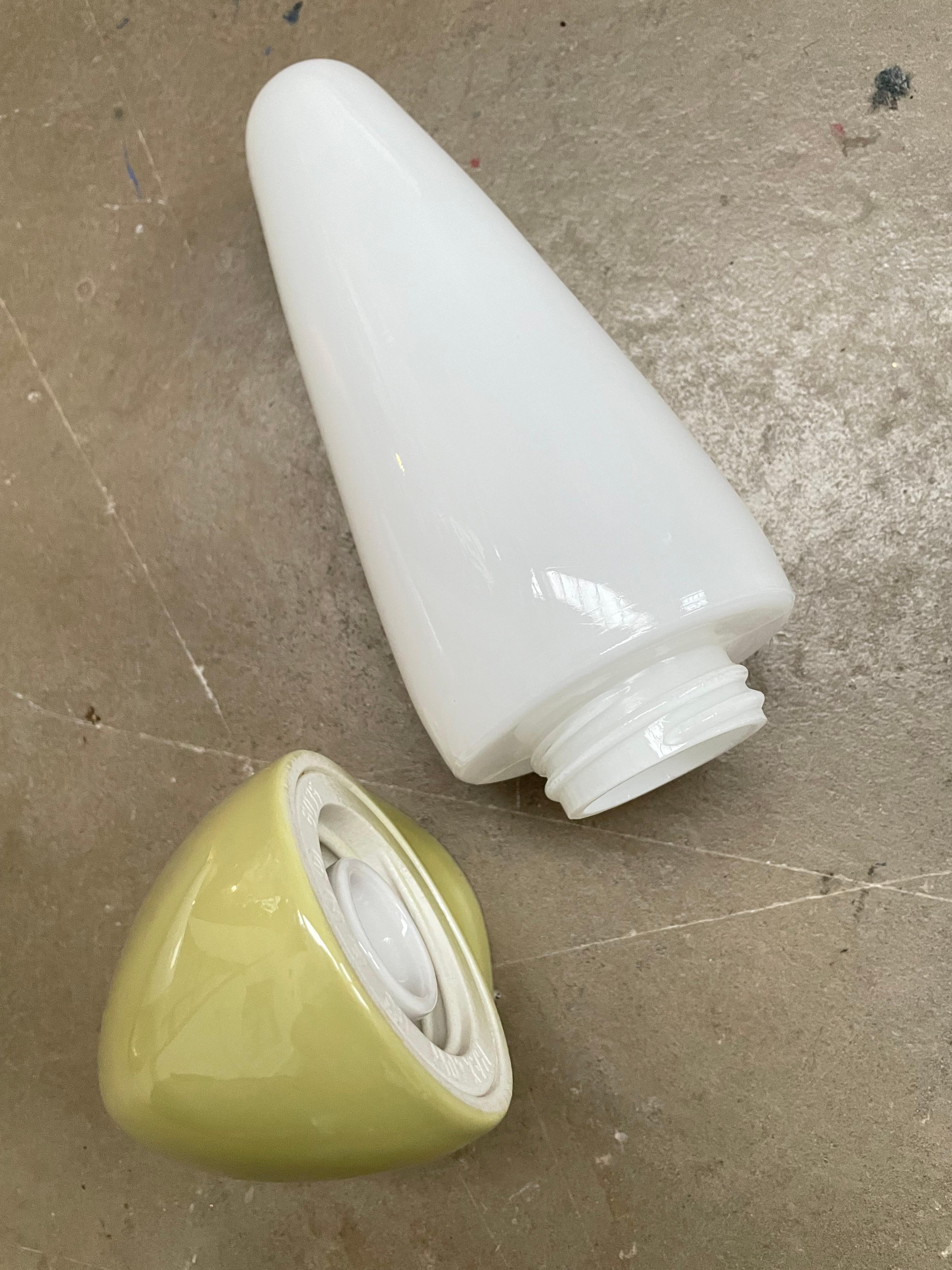 Vintage Ifö of Sweden Ceramic Bathroom Lamps with Opaline Shades from the 1960s For Sale 3