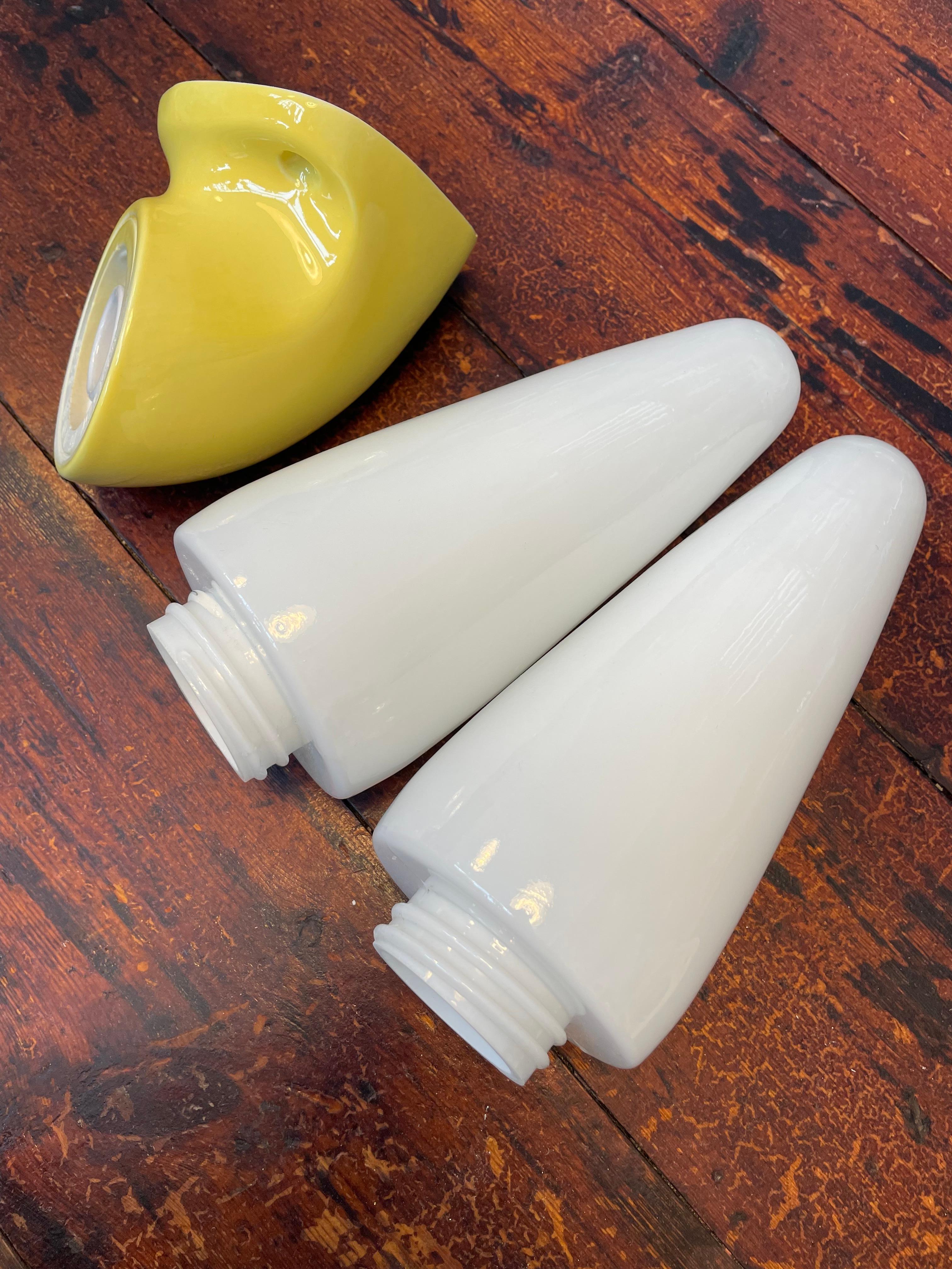 Vintage Ifö of Sweden Ceramic Bathroom Lamps with Opaline Shades from the 1960s For Sale 3
