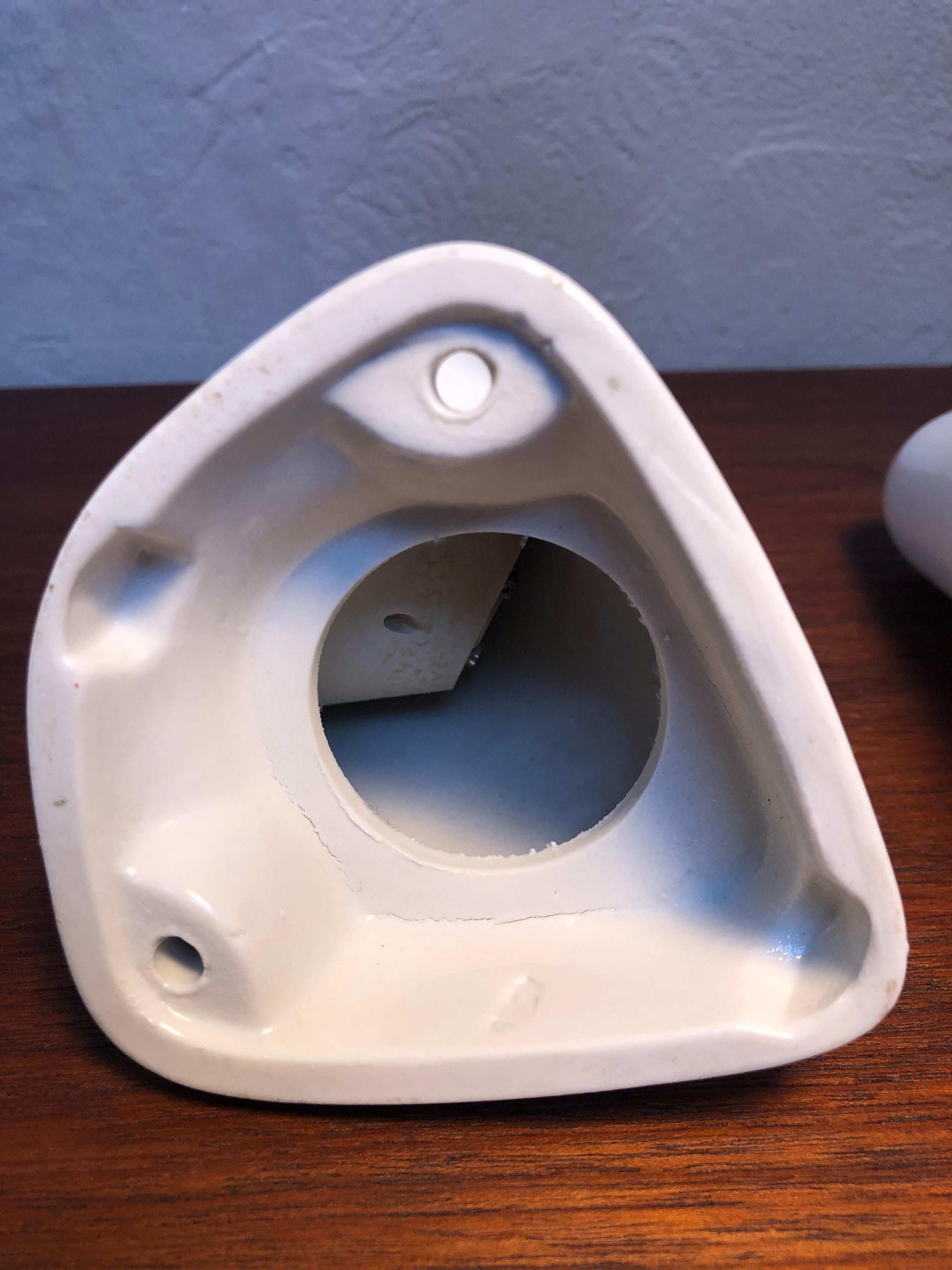 Vintage Ifö of Sweden Ceramic Bathroom Lamps with Opaline Shades from the 1960s 3