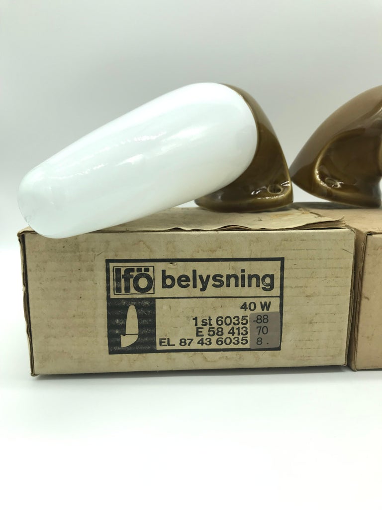 Vintage Ifo Of Sweden Ceramic Bathroom Lamps With Opaline Shades From The 1960s For Sale At 1stdibs