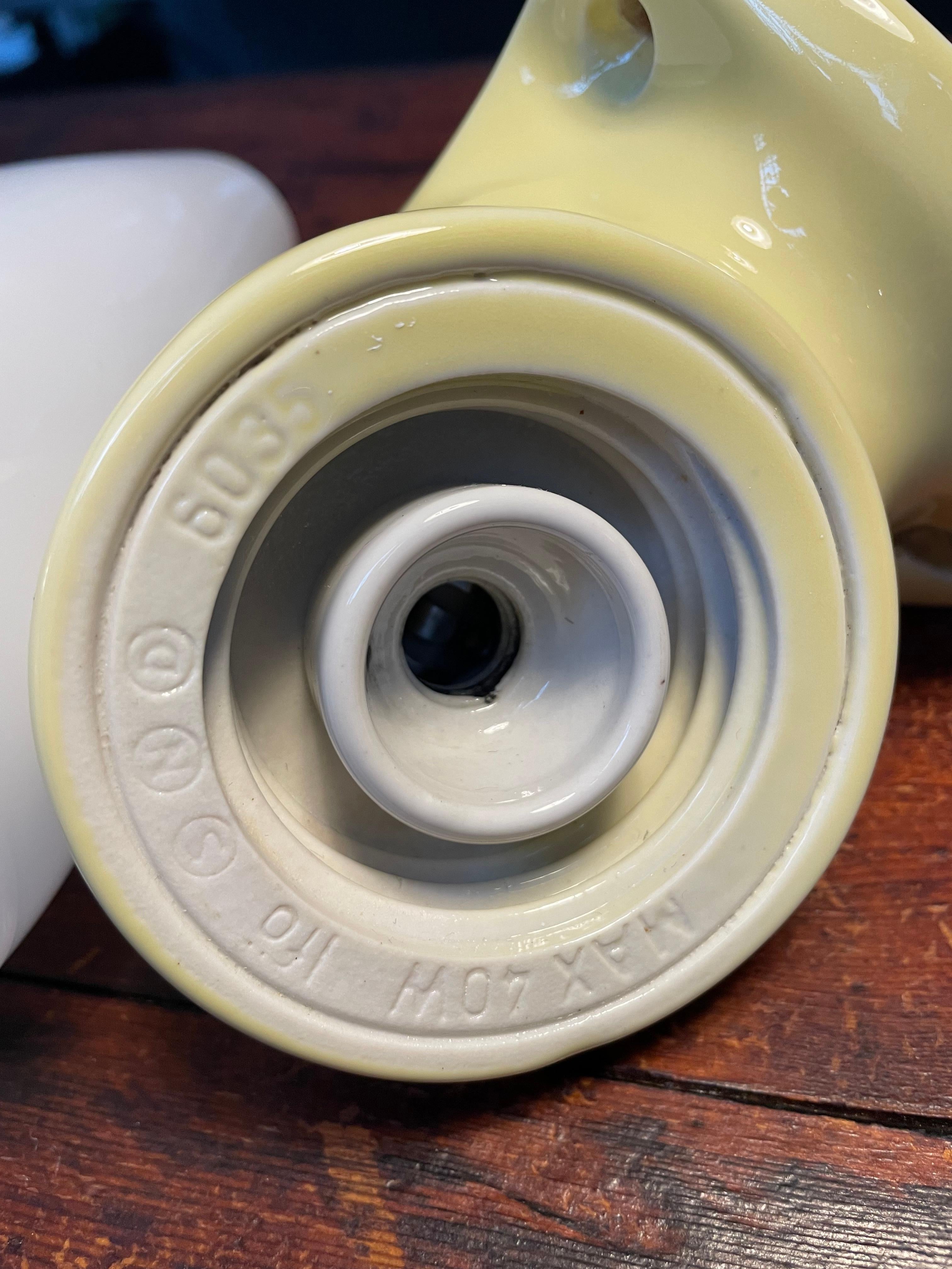 Vintage Ifö of Sweden Ceramic Bathroom Lamps with Opaline Shades from the 1960s For Sale 6
