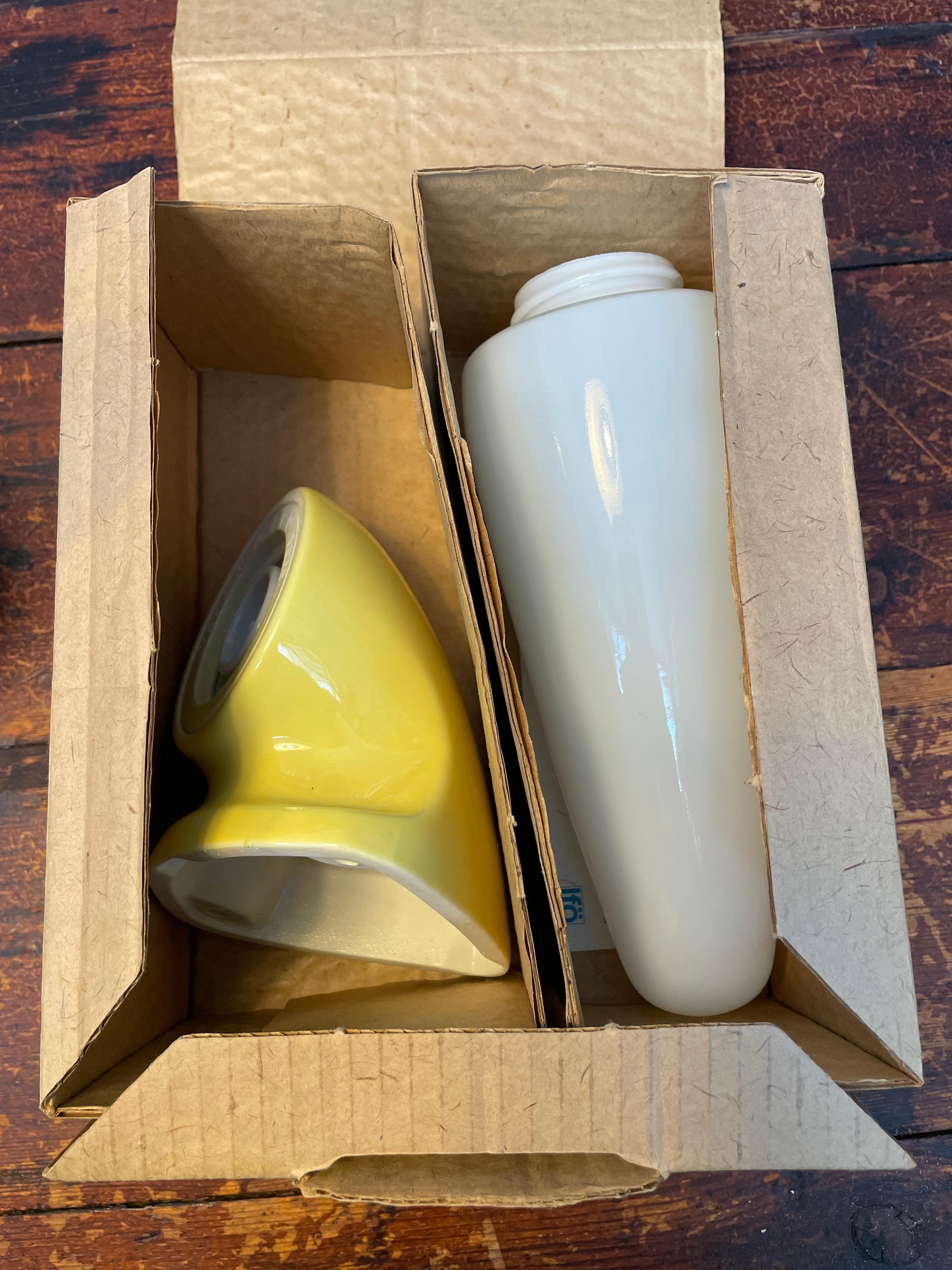 Vintage Ifö of Sweden Ceramic Bathroom Lamps with Opaline Shades from the 1960s For Sale 7