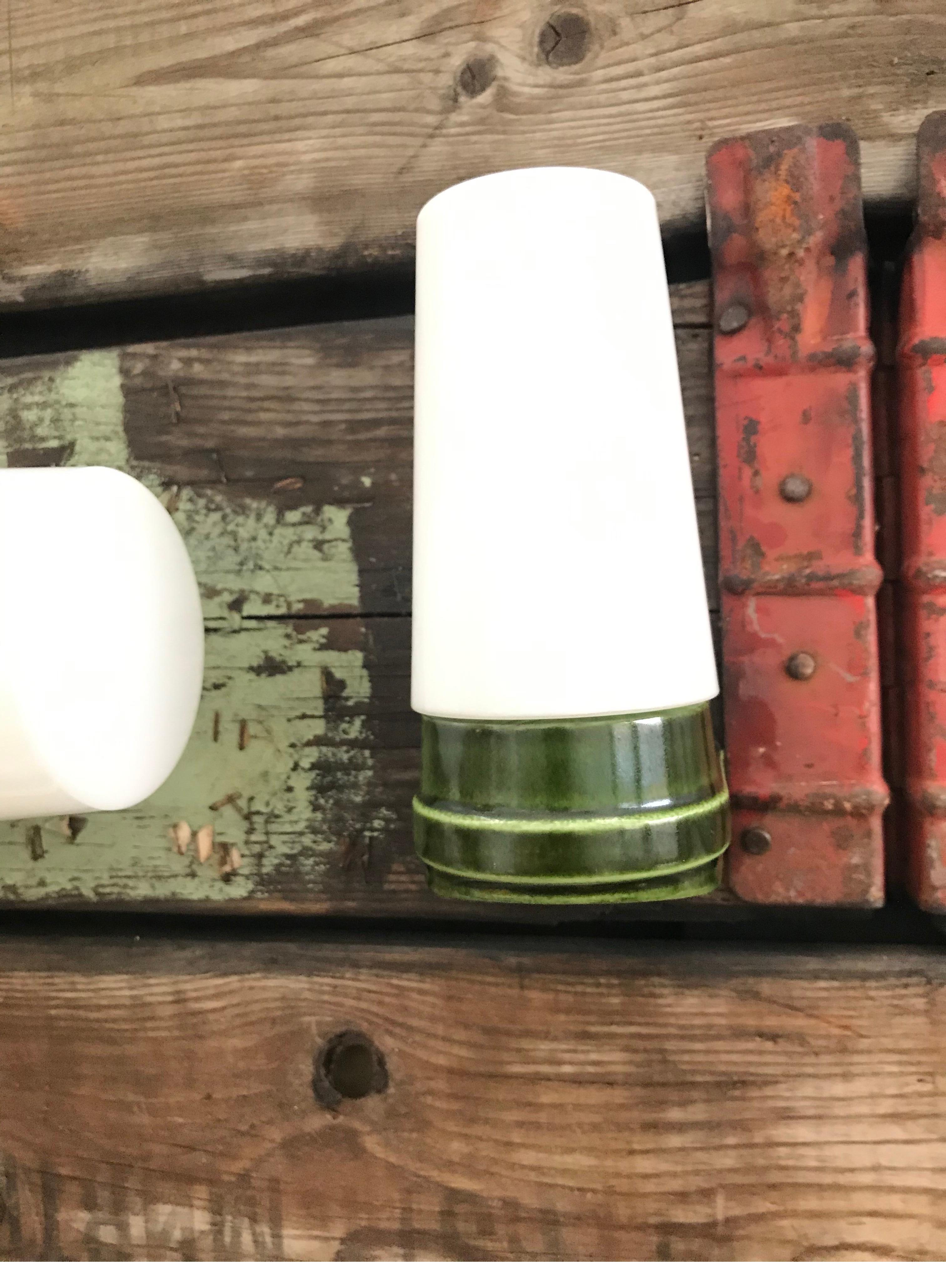 Vintage Ifö of Sweden Ceramic Bathroom Lamps with Opaline Shades from the 1960s 9