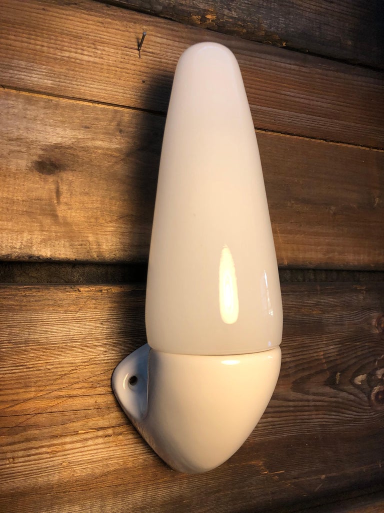 Vintage Ifö of Sweden Ceramic Bathroom Lamps with Opaline Shades from the 1960s For Sale at 1stDibs