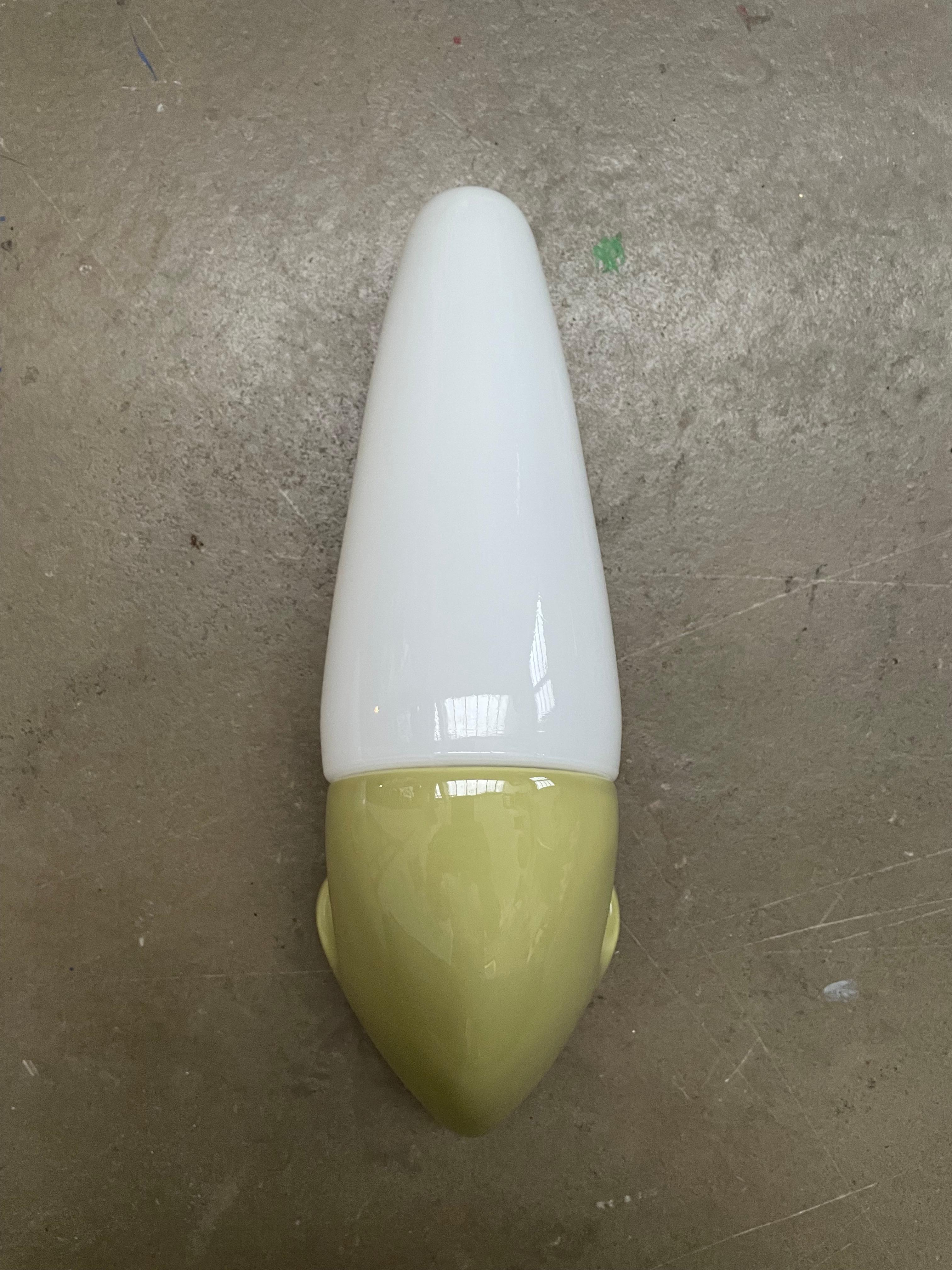 Mid-Century Modern Vintage Ifö of Sweden Ceramic Bathroom Lamps with Opaline Shades from the 1960s For Sale