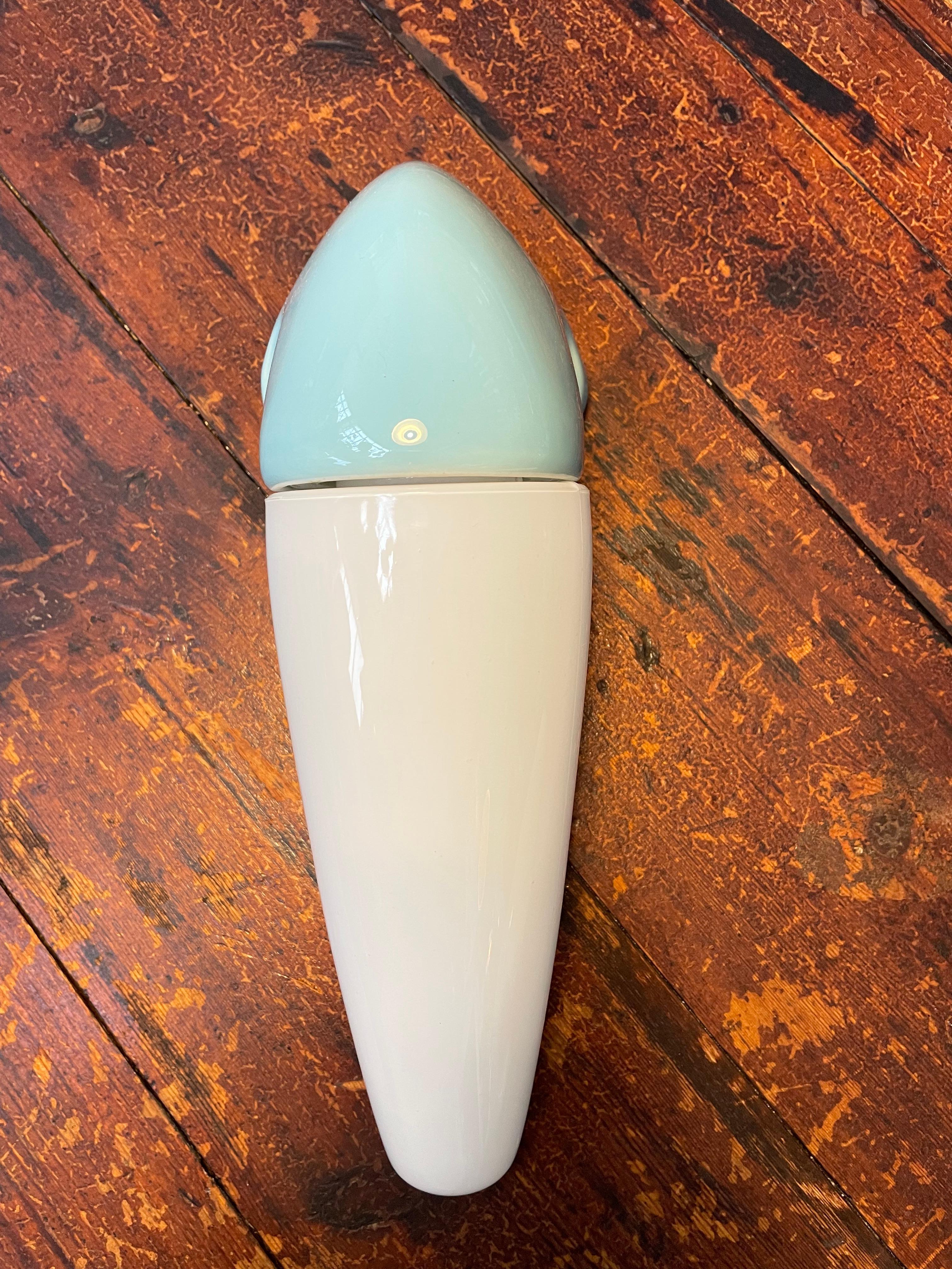 Mid-Century Modern Vintage Ifö of Sweden Ceramic Bathroom Lamps with Opaline Shades from the 1960s For Sale