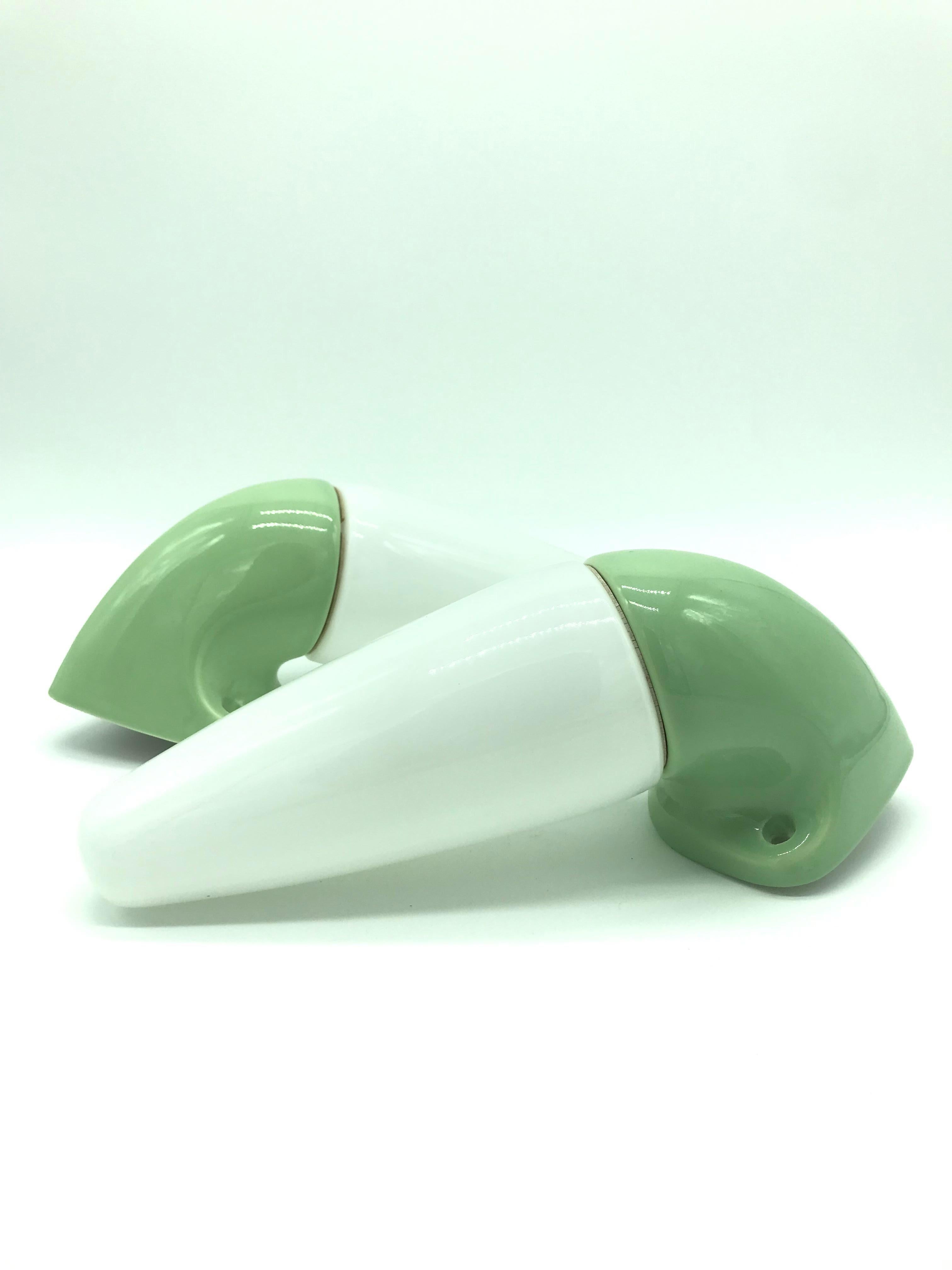Swedish Vintage Ifö of Sweden Ceramic Bathroom Lamps with Opaline Shades from the 1960s