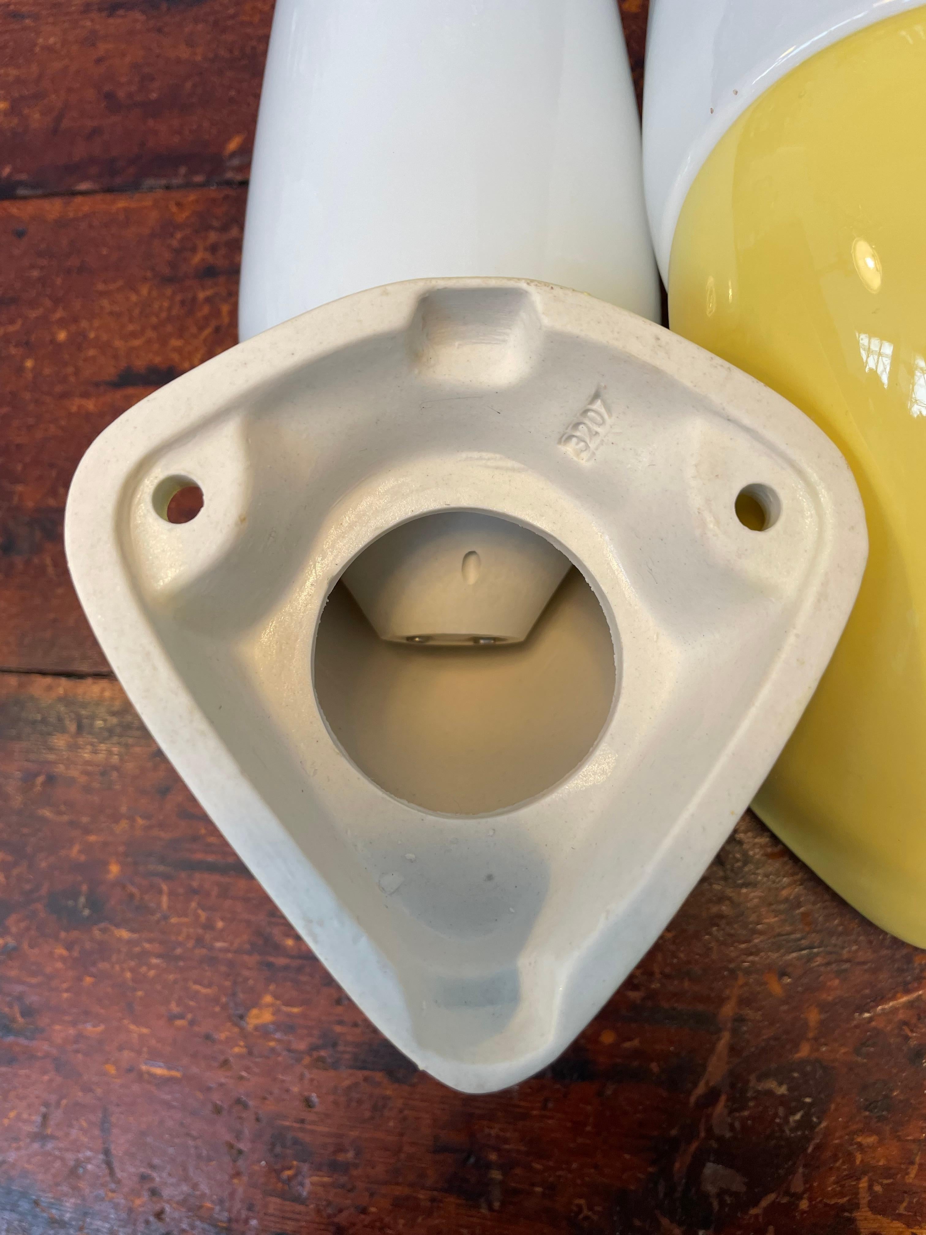 Hand-Crafted Vintage Ifö of Sweden Ceramic Bathroom Lamps with Opaline Shades from the 1960s For Sale