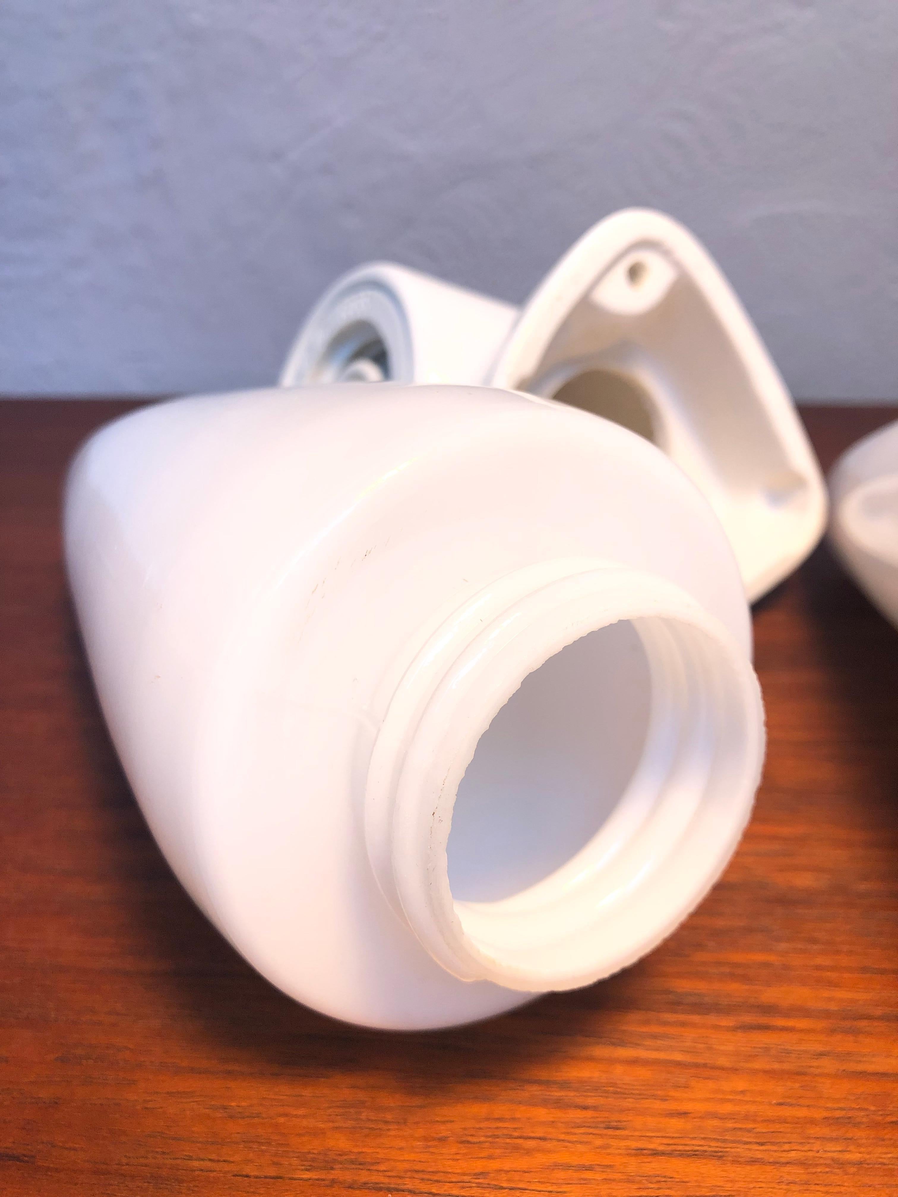 Vintage Ifö of Sweden Ceramic Bathroom Lamps with Opaline Shades from the 1960s In Good Condition In Søborg, DK