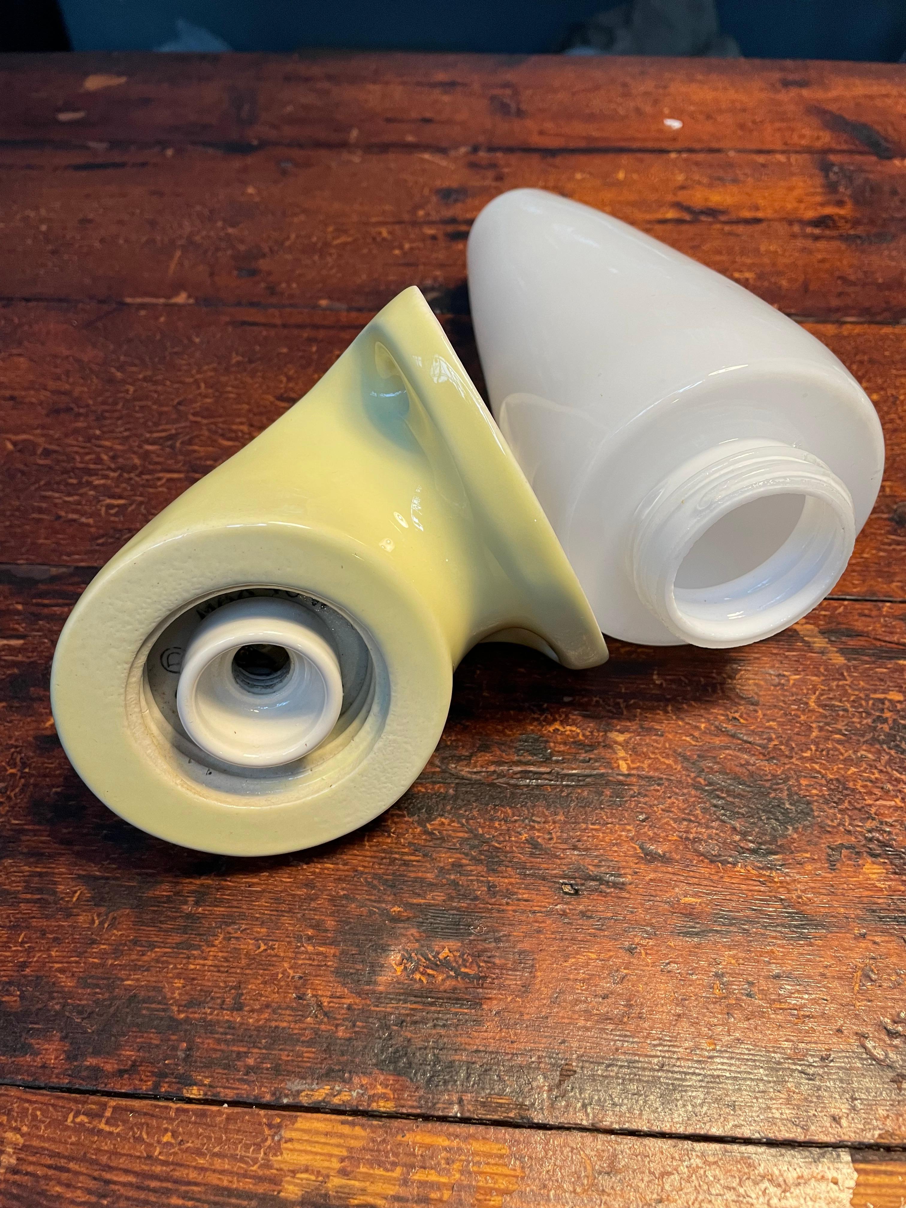 Vintage Ifö of Sweden Ceramic Bathroom Lamps with Opaline Shades from the 1960s For Sale 1