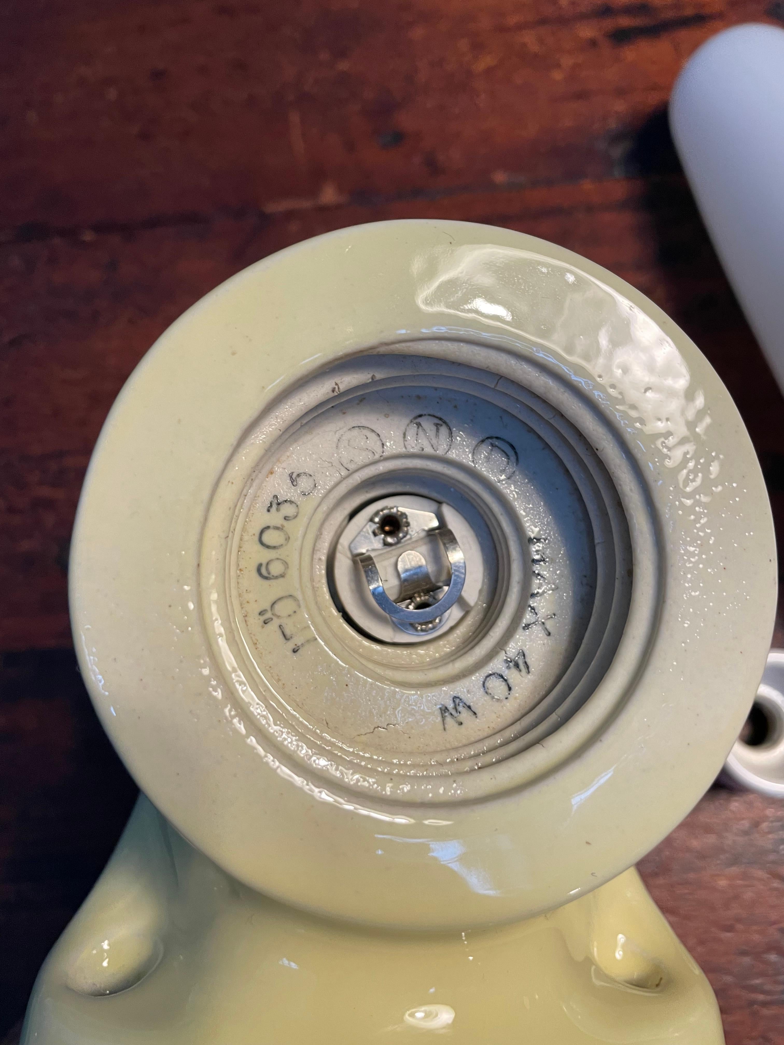 Vintage Ifö of Sweden Ceramic Bathroom Lamps with Opaline Shades from the 1960s For Sale 2