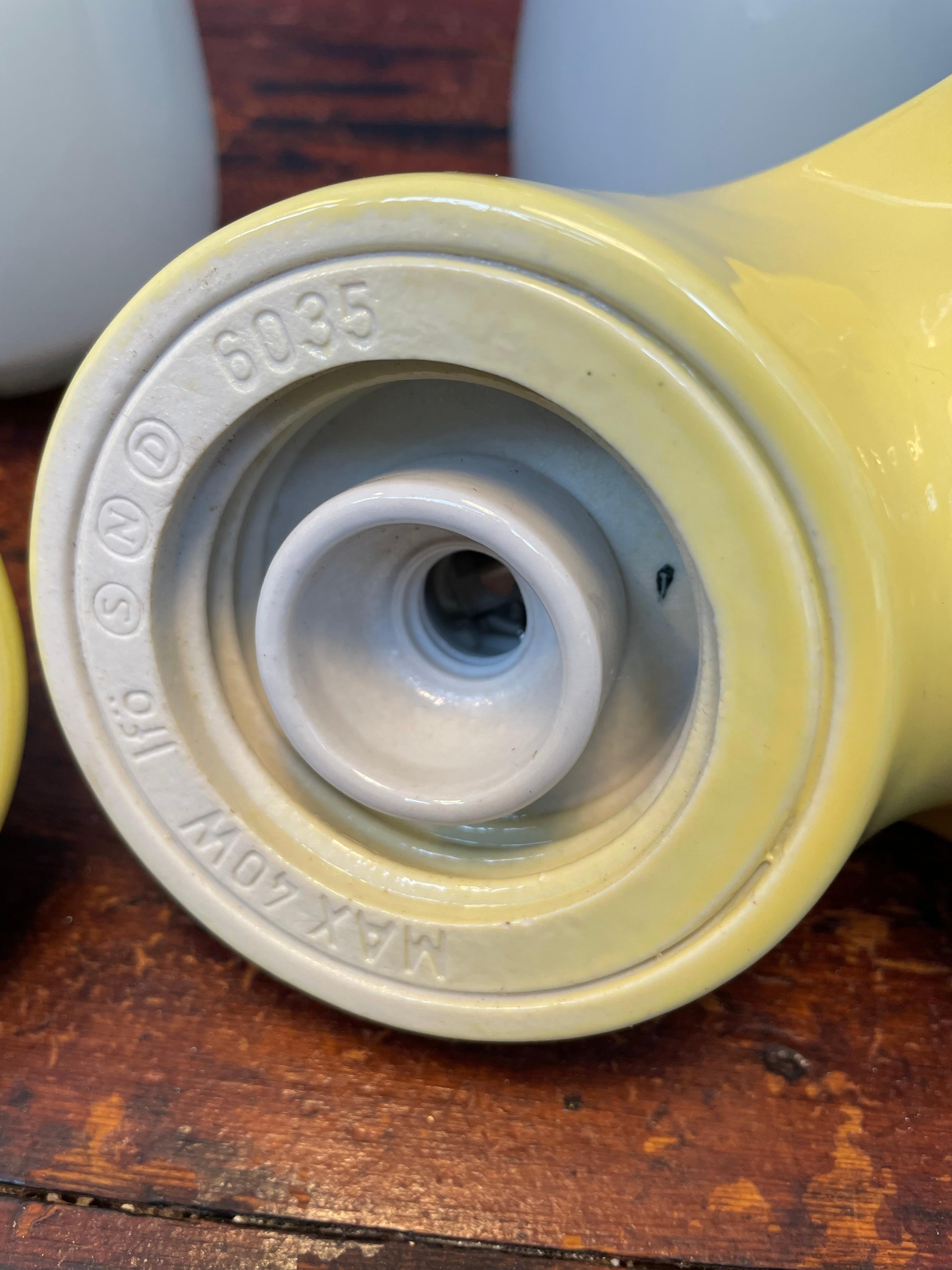 Vintage Ifö of Sweden Ceramic Bathroom Lamps with Opaline Shades from the 1960s For Sale 2