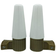 Vintage Ifö of Sweden Ceramic Bathroom Lamps with Opaline Shades from the 1960s