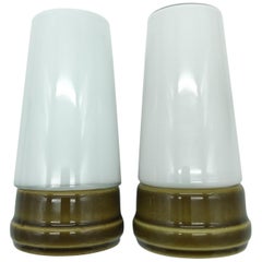 Vintage Ifö of Sweden Ceramic Bathroom Lamps with Opaline Shades from the 1960s