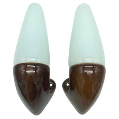 Vintage Ifö of Sweden Ceramic Bathroom Lamps with Opaline Shades from the 1960s