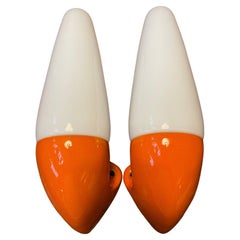 Vintage Ifö of Sweden Ceramic Bathroom Lamps with Opaline Shades from the 1960s