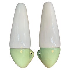Vintage Ifö of Sweden Ceramic Bathroom Lamps with Opaline Shades from the 1960s