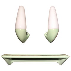 Retro Ifö of Sweden Set of Ceramic Bathroom Lamps and Shelf from the 1960s