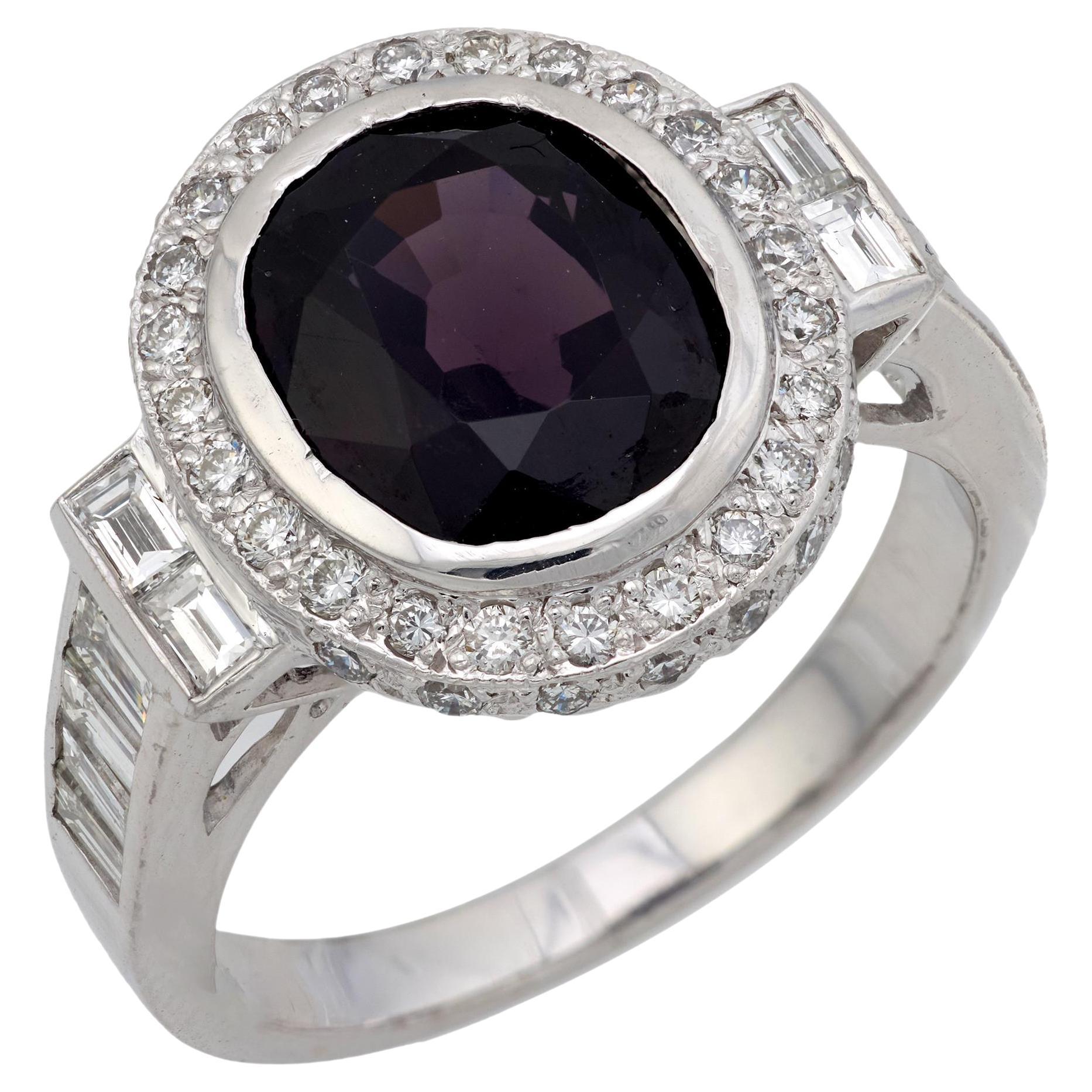 Vintage IGI 5,28 Karat Spinell Diamant Platin Halo-Cocktailring im Angebot