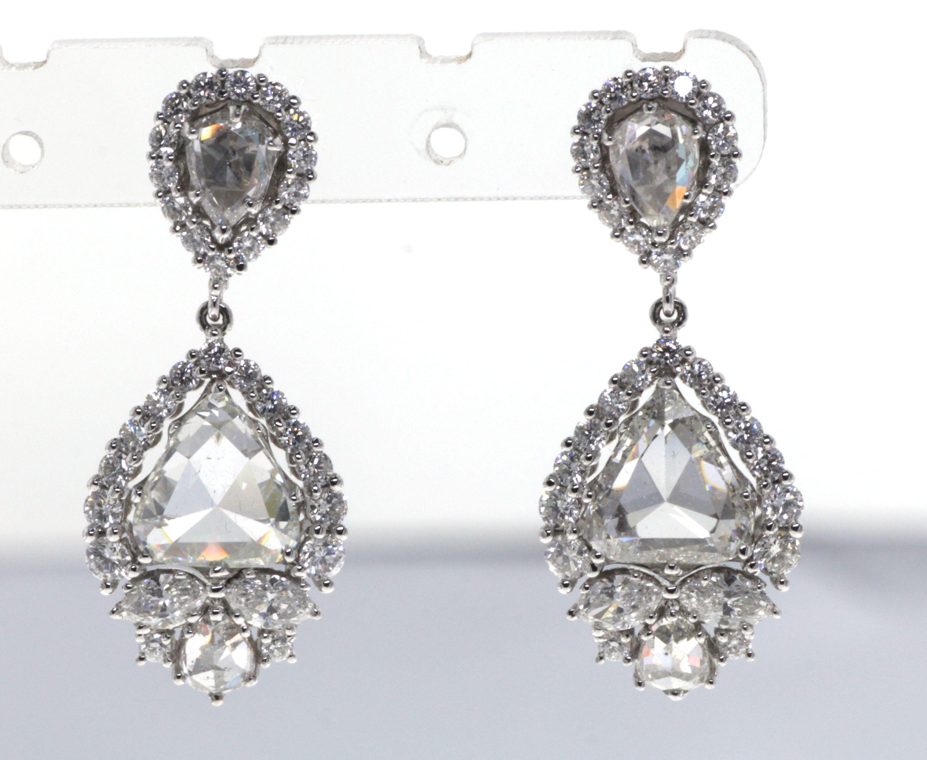 Vintage IGI-zertifizierter 5,14 Karat Diamant-Ohrring mit Rosenschliff im Rosenschliff im Angebot 3