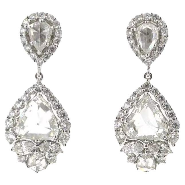 Vintage IGI-zertifizierter 5,14 Karat Diamant-Ohrring mit Rosenschliff im Rosenschliff im Angebot