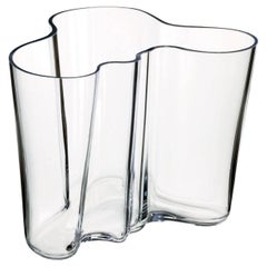 Vintage Iittala “Alvar Aalto” Freeform Glass Vase, Finland, Clear Art Glass