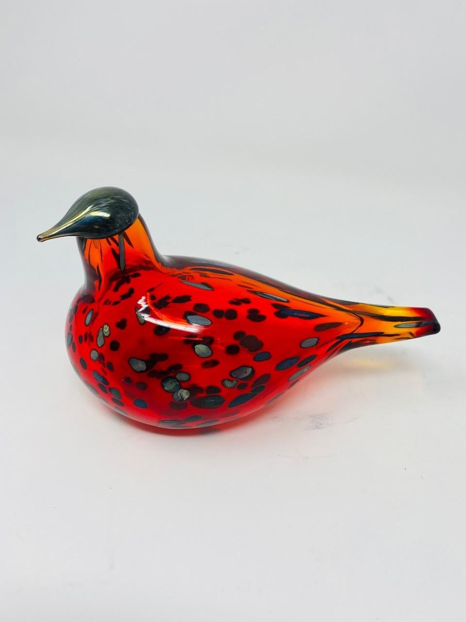 Scandinavian Modern Vintage Iittala Toikka Glass Ruby Bird