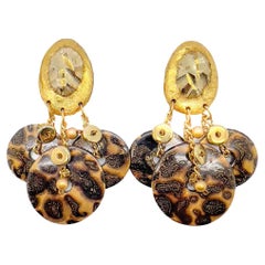 Retro Ikarami Leopard Print Statement Earrings 1980s