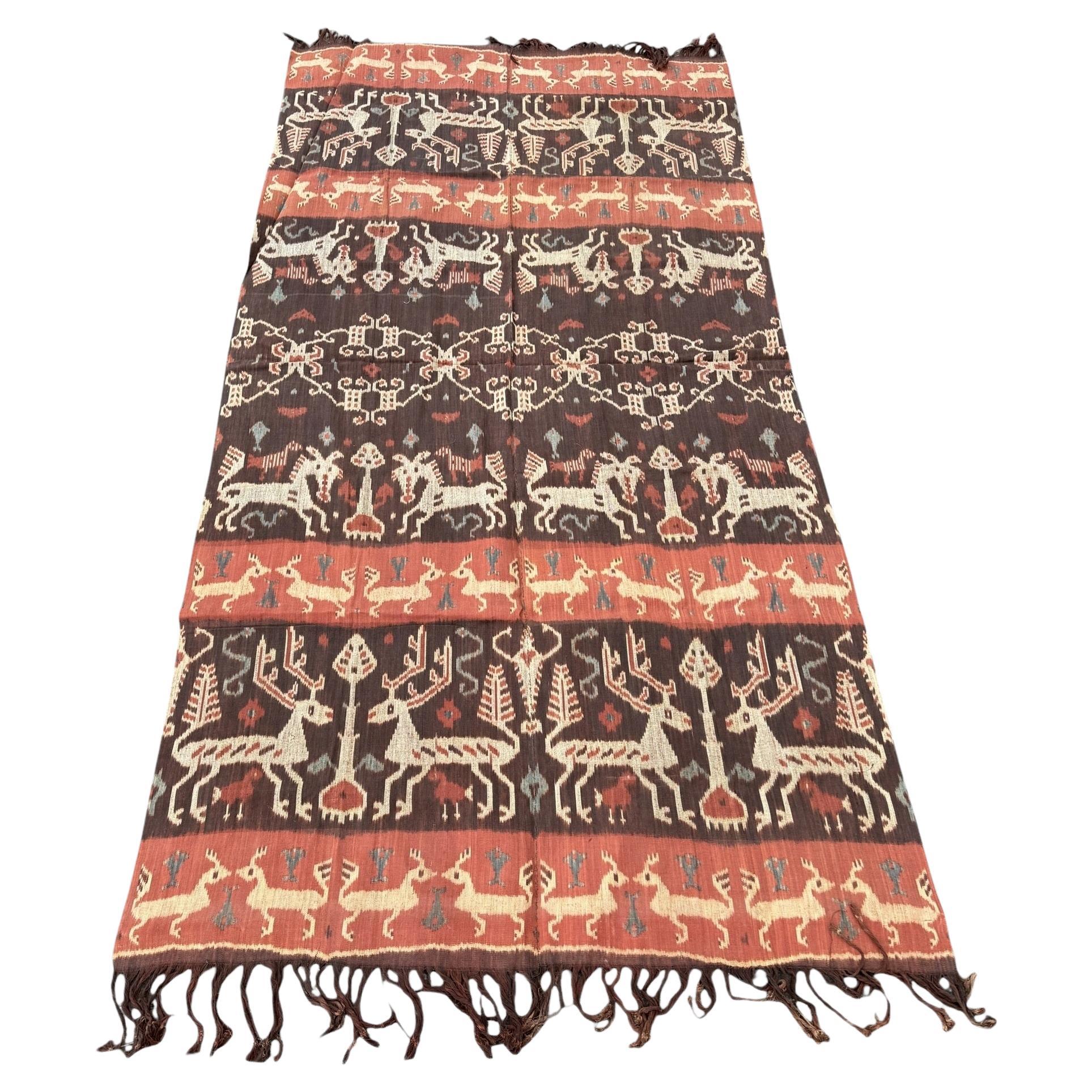 Vintage Ikat-Stoff-Wandbehang Indonesien Asiatische Textilien Wohndekor