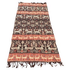 Vintage Ikat-Stoff-Wandbehang Indonesien Asiatische Textilien Wohndekor