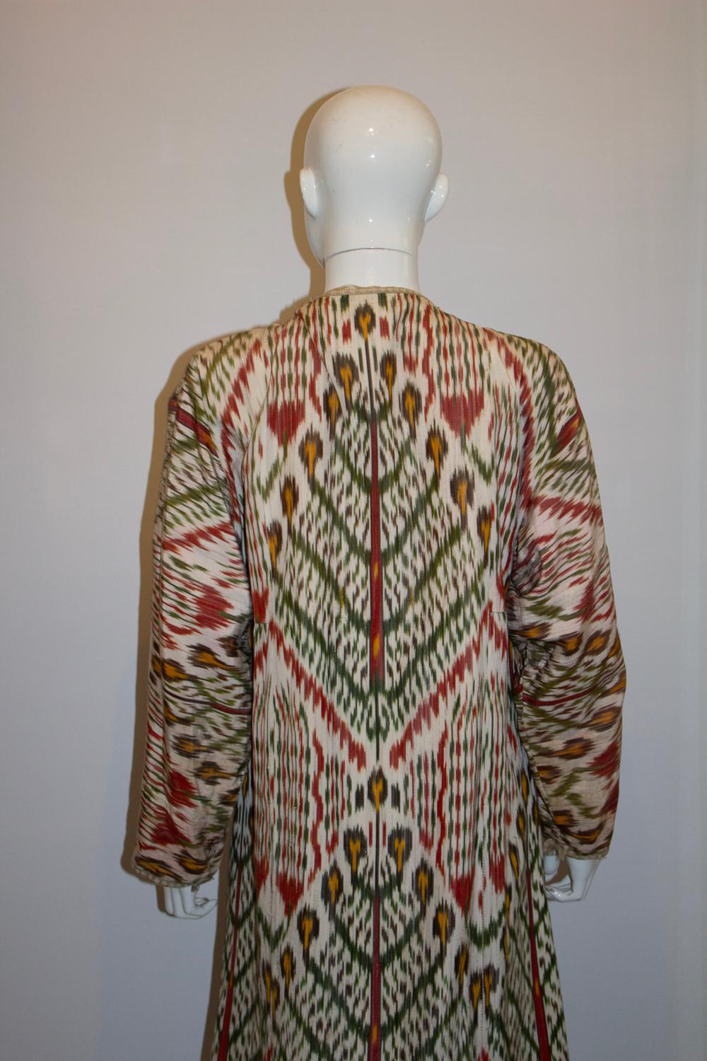 Marron Vintage Ikat Coat - Réversible en vente