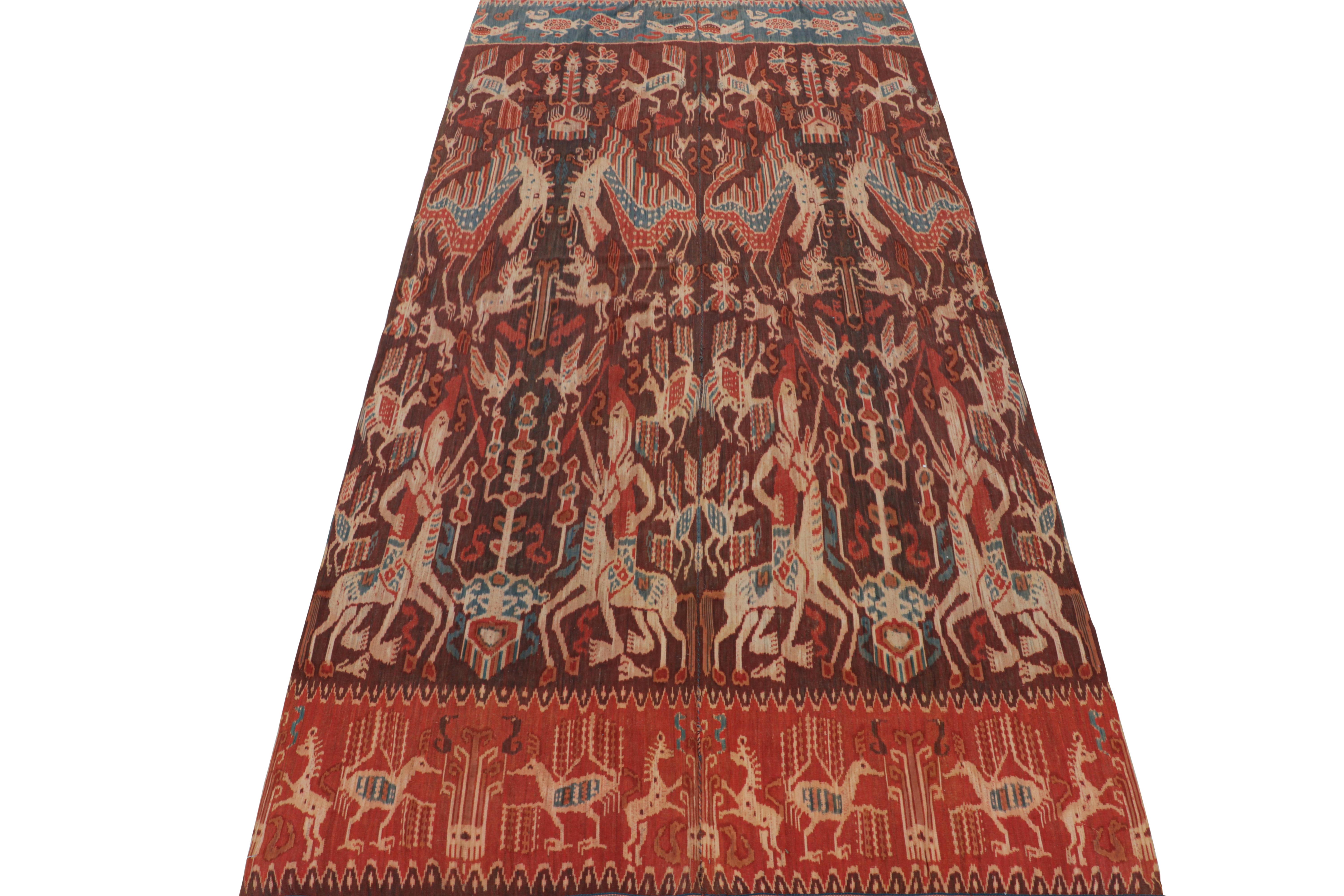 Annodato a mano Runner tessile Ikats vintage con disegno pittorico, da Rug & Kilim in vendita