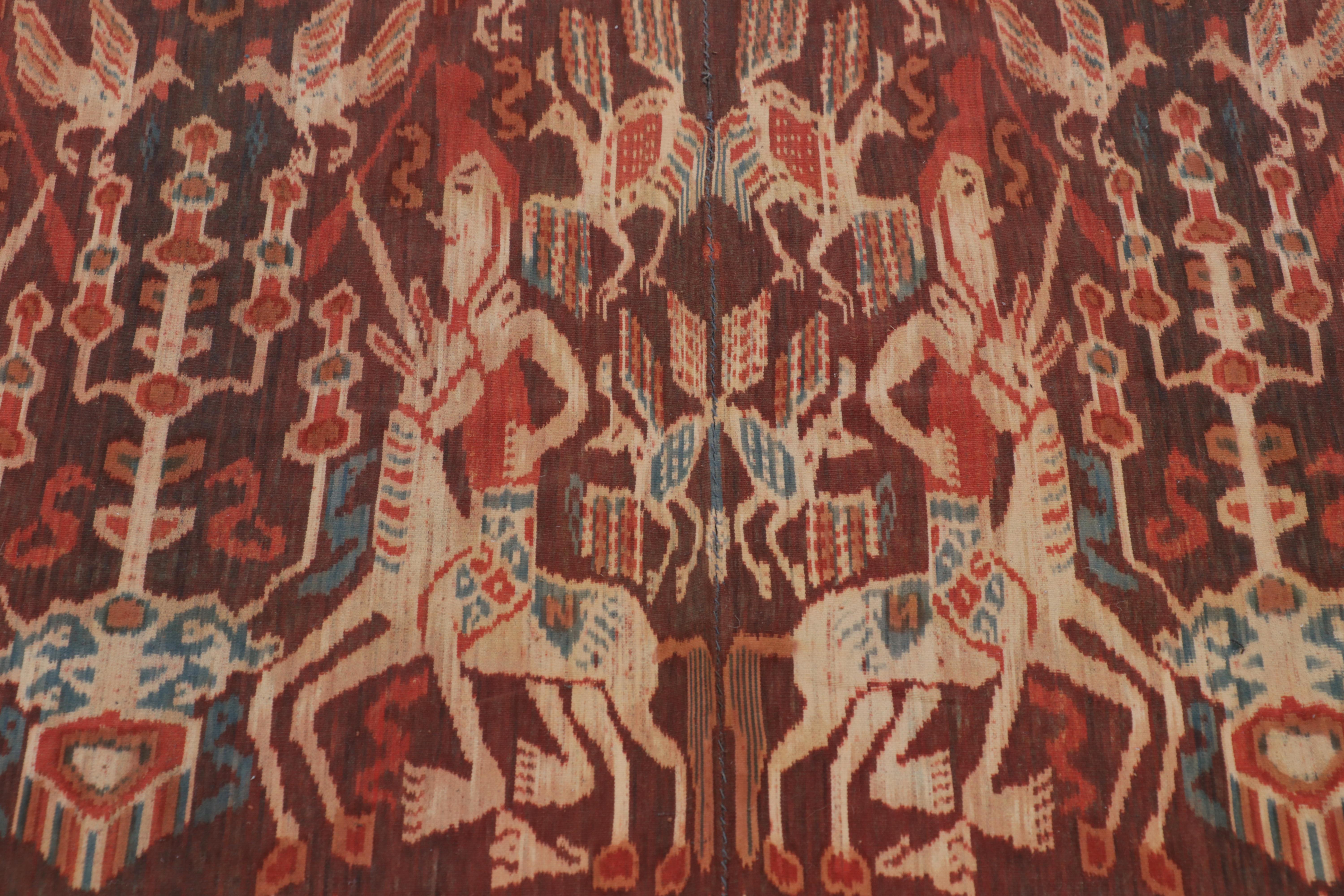 Metà XX secolo Runner tessile Ikats vintage con disegno pittorico, da Rug & Kilim in vendita