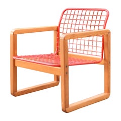 Vintage Ikea 1982 Model Sälen by Knut & Marianne Hagberg Pine Lounge Arm Chair