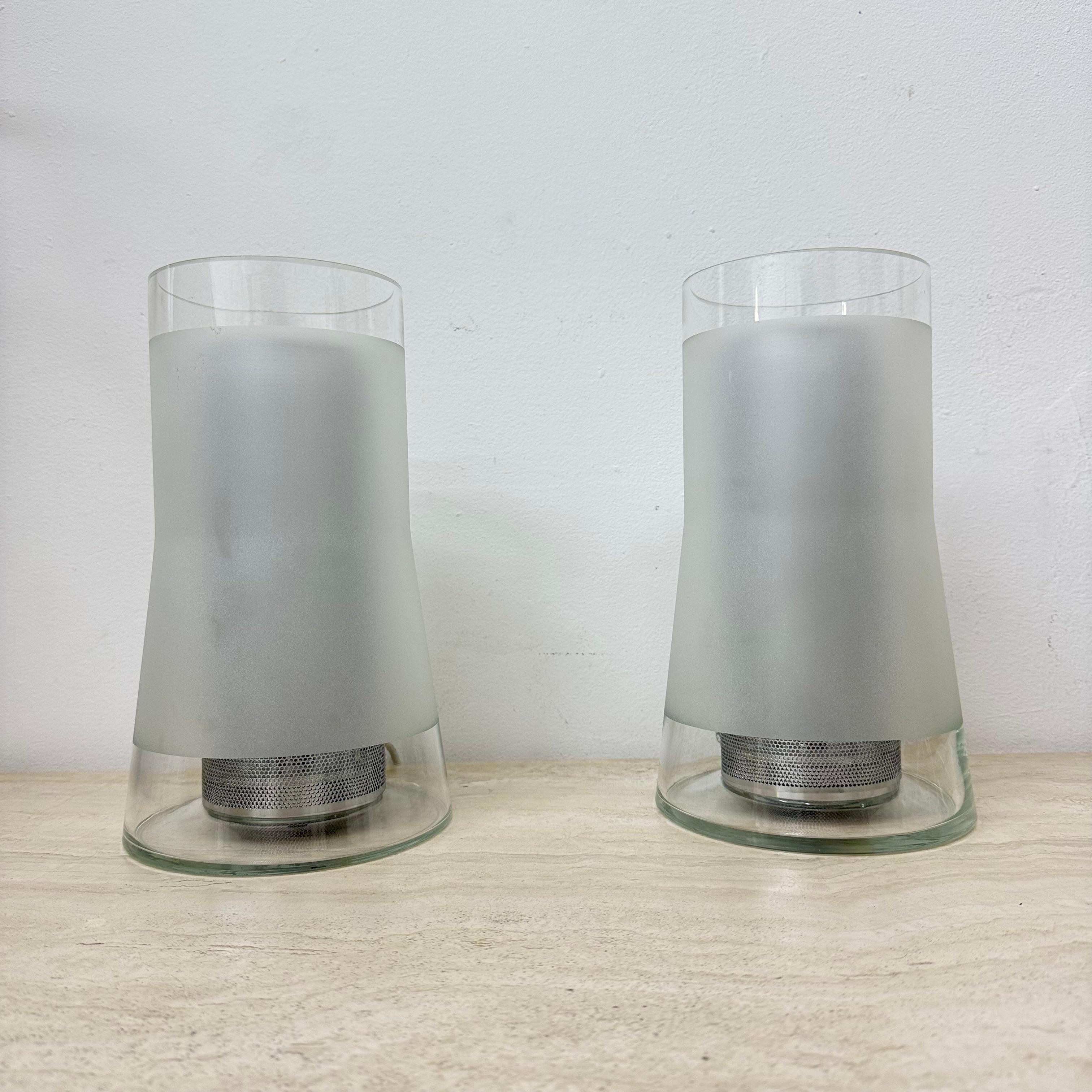 Post-Modern Vintage IKEA 80s table lamp B9919 – hand made frosted glass with diffuser For Sale
