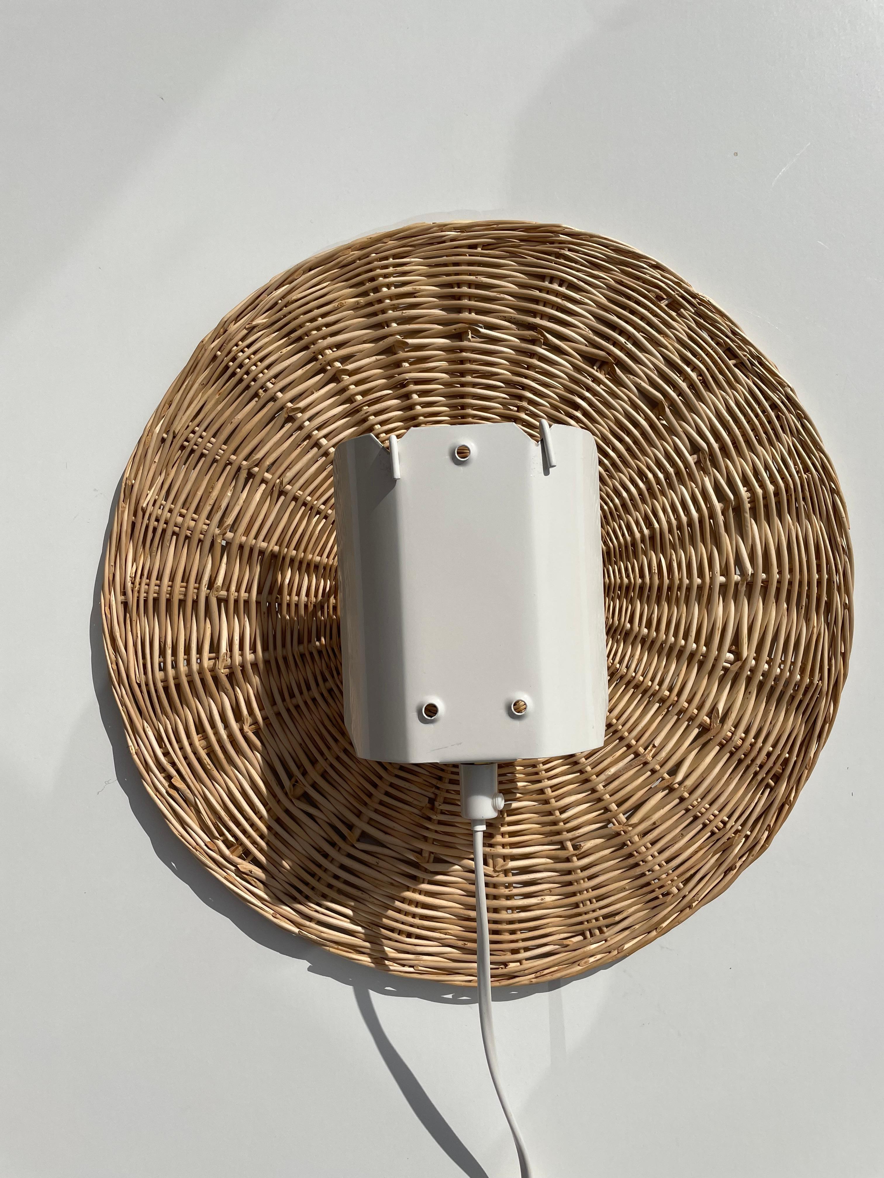 Vintage 1980s Swedish Braided Bamboo Wall Sconce For Sale 5