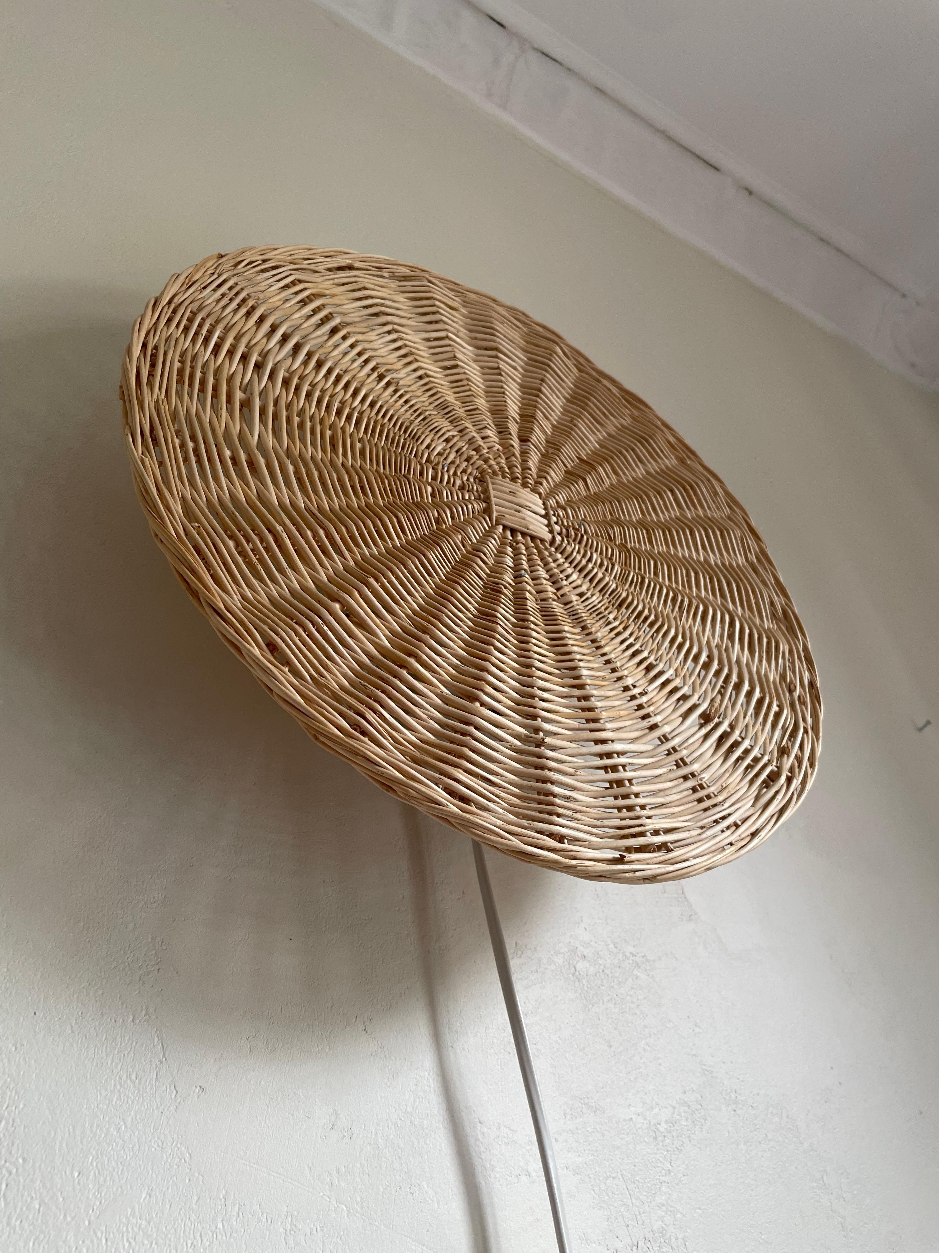 Scandinavian Modern Vintage 1980s Swedish Braided Bamboo Wall Sconce For Sale