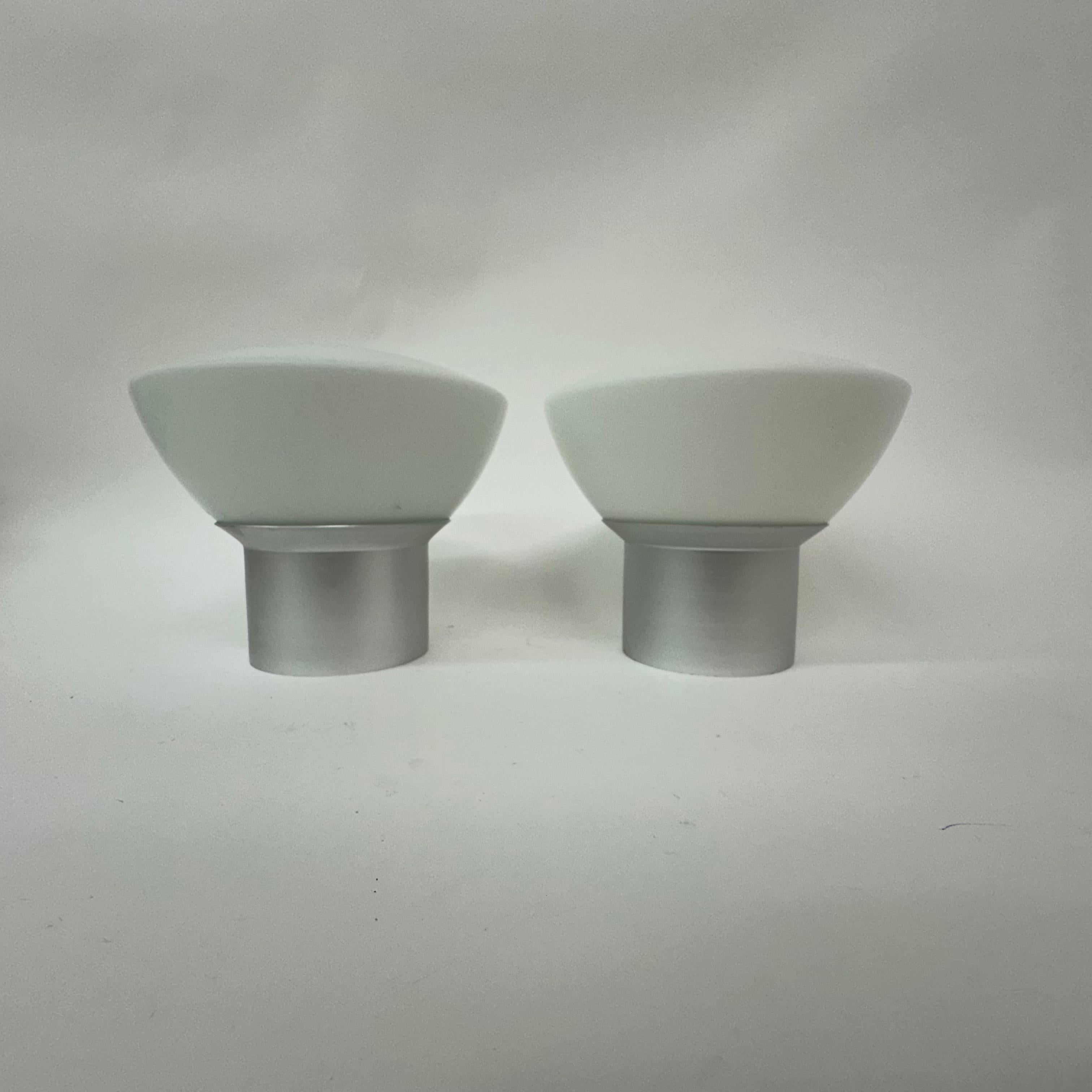Mid-Century Modern Vintage ikea ceiling lamp set of 2 opaline glass , 1970’s For Sale