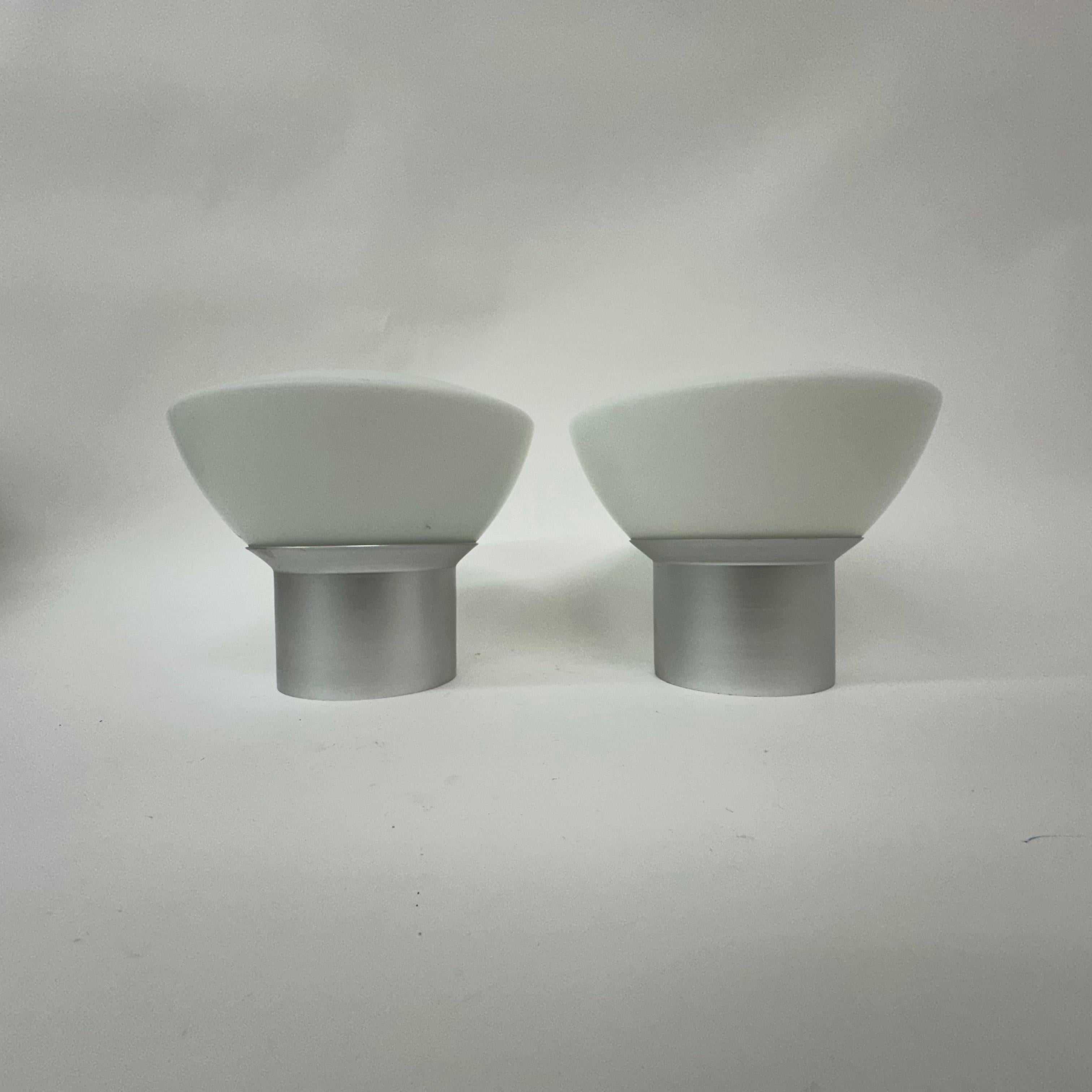 Swedish Vintage ikea ceiling lamp set of 2 opaline glass , 1970’s For Sale