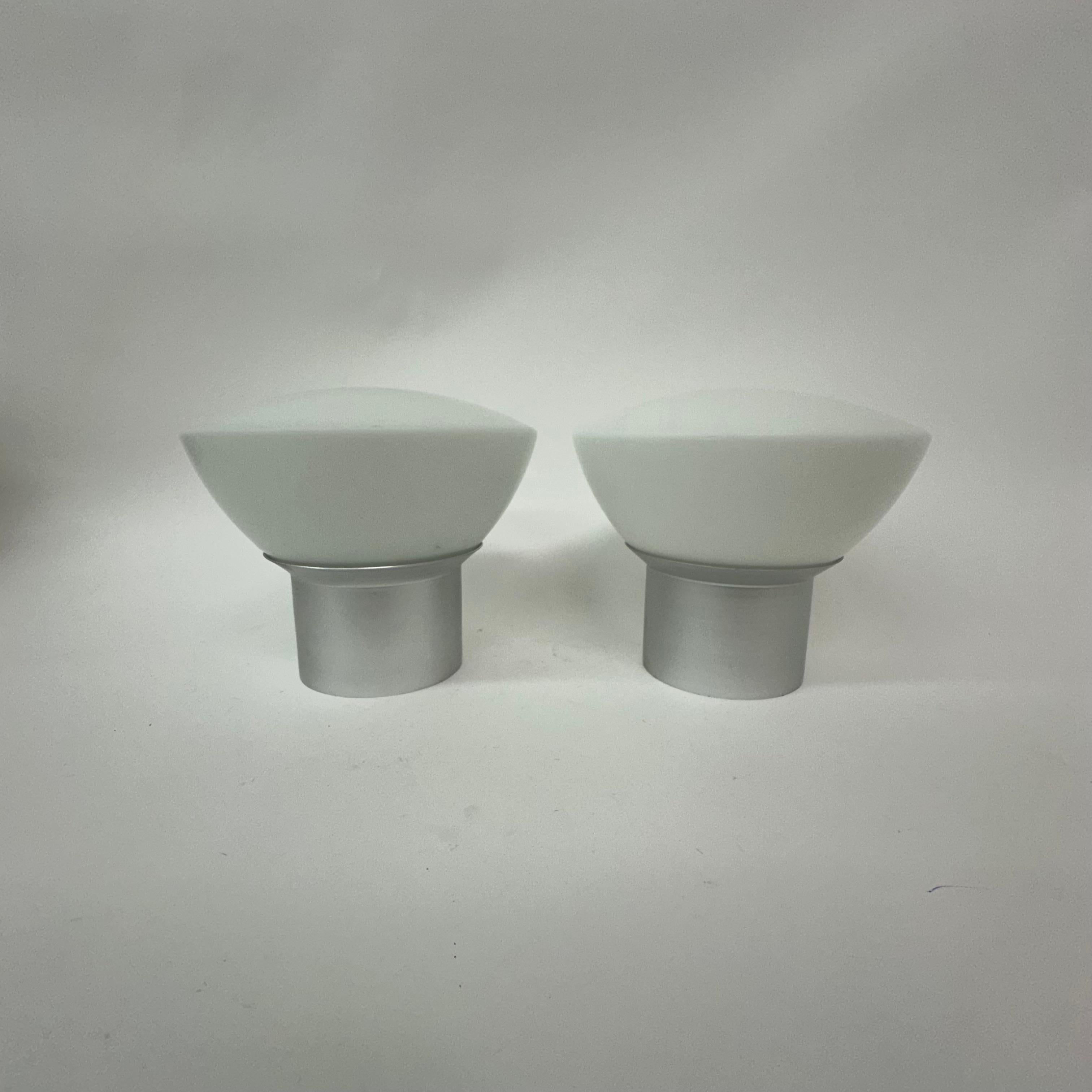 Late 20th Century Vintage ikea ceiling lamp set of 2 opaline glass , 1970’s For Sale