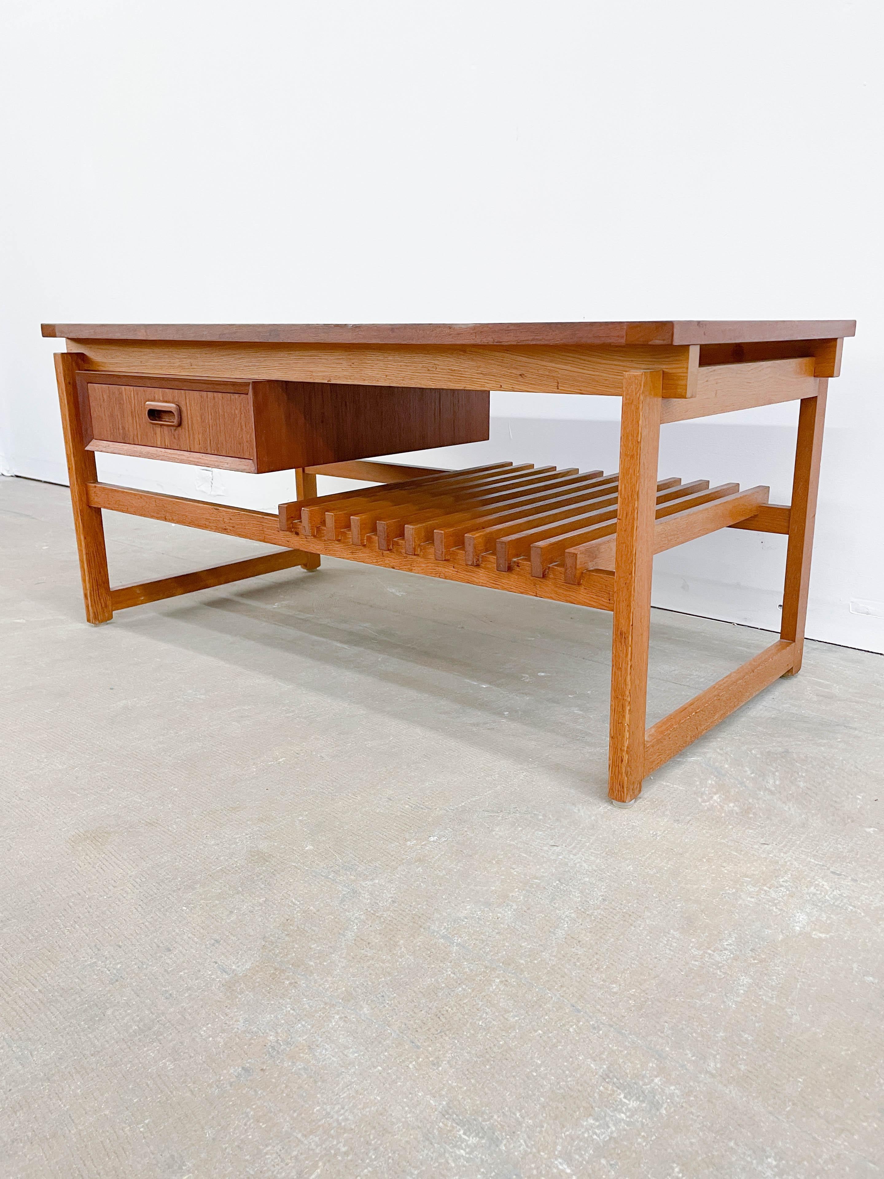 20th Century Vintage IKEA Danish Modern Teak Coffee Table with drawer