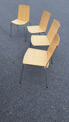 Vintage Ikea Eliot Bambusgewebe-Esszimmerstühle - Vierer-Set