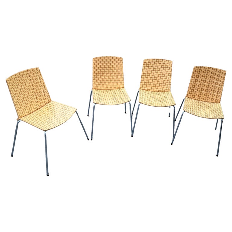 Vintage Ikea Eliot Bamboo Weave Dining Chairs - Set of Four For 