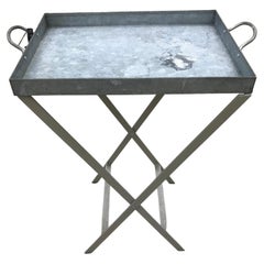 Vintage IKEA Galvanized Metal Folding Tray Table