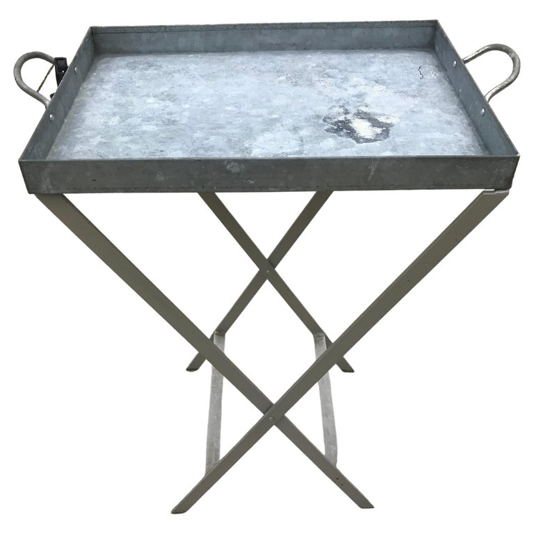 Vintage IKEA Galvanized Metal Folding Tray Table For Sale at 1stDibs