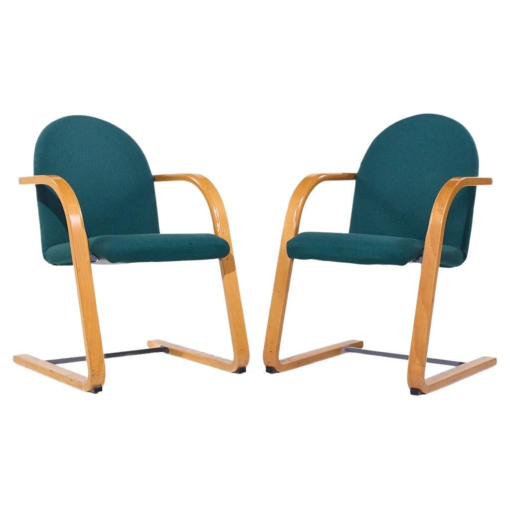 Vintage Ikea Green Upholstered Bentwood Chairs